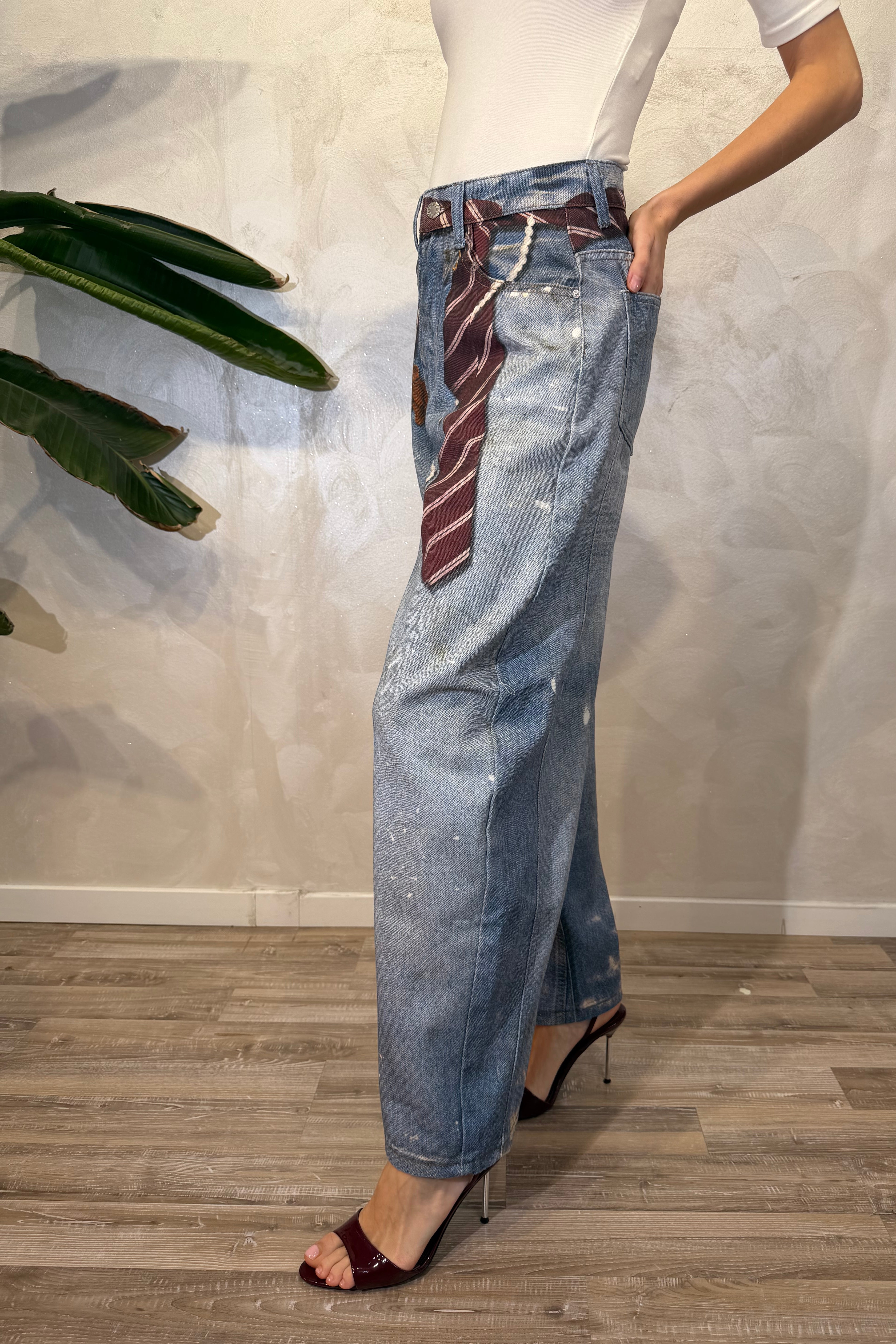 JEANS BALLOON BELT PRINT