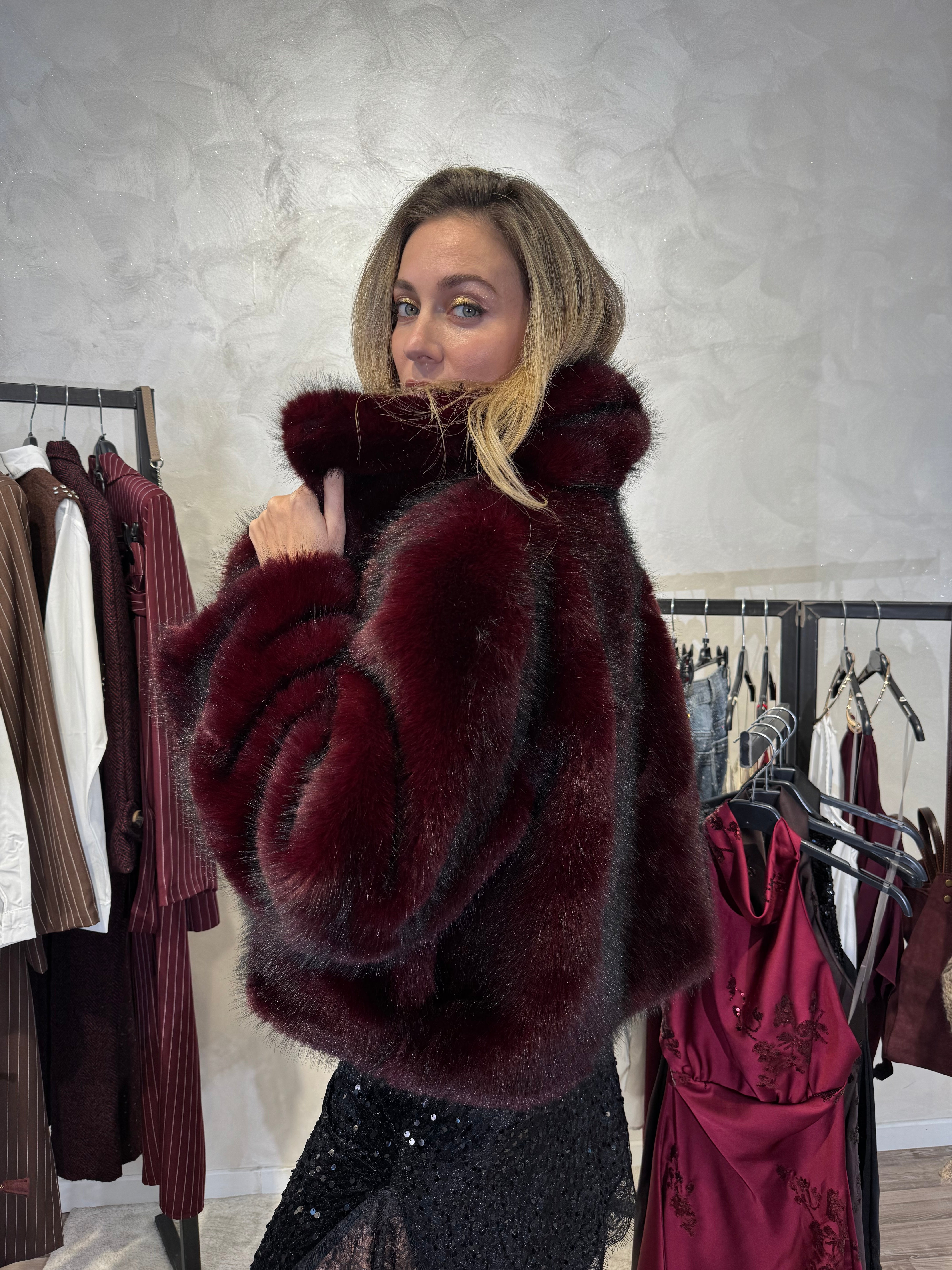 GIACCA ECOPELLICCIA CON REVER COL. BORGOGNA