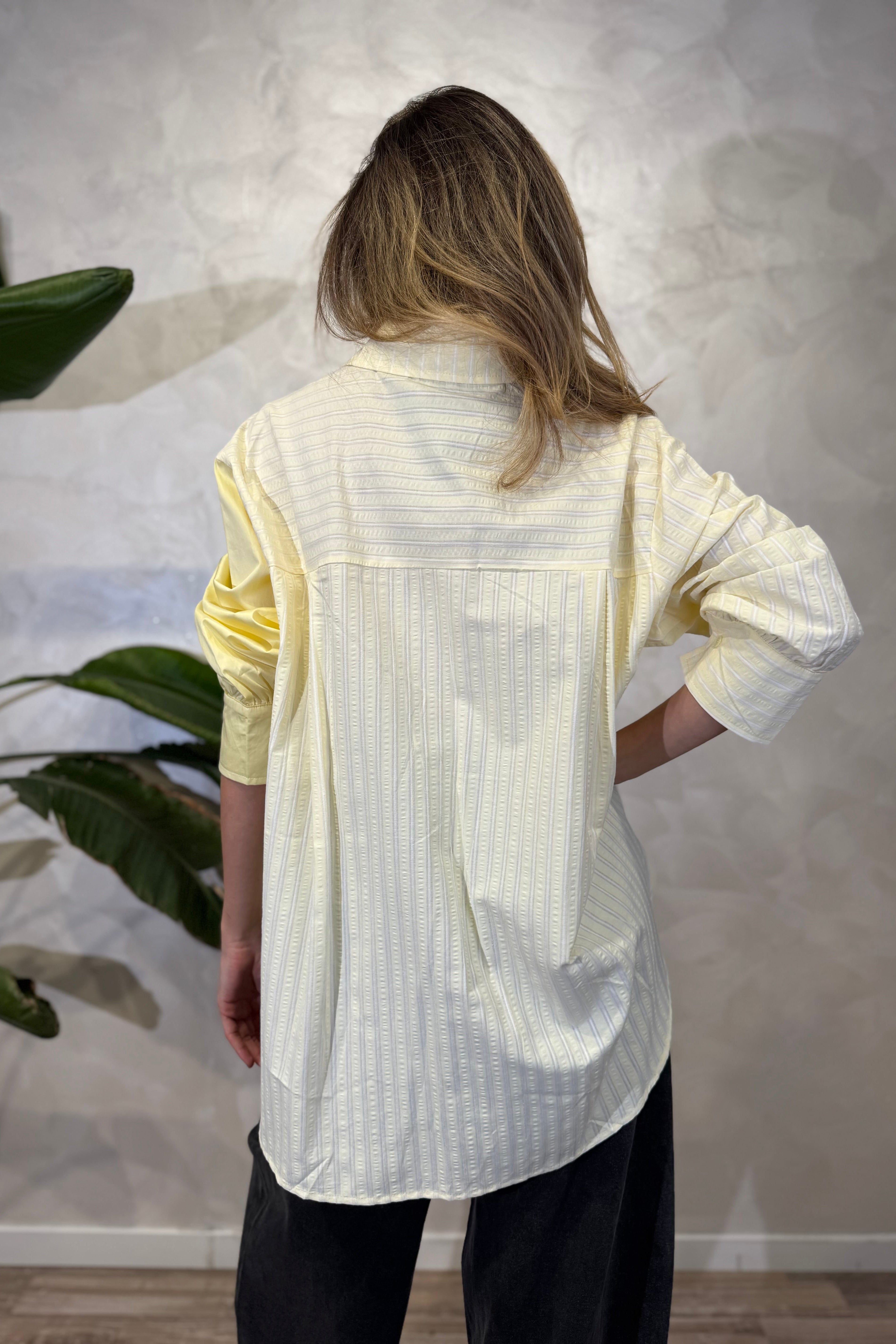 CAMICIA PATCHWORK CON RIGHE E UNITO COL. GIALLO