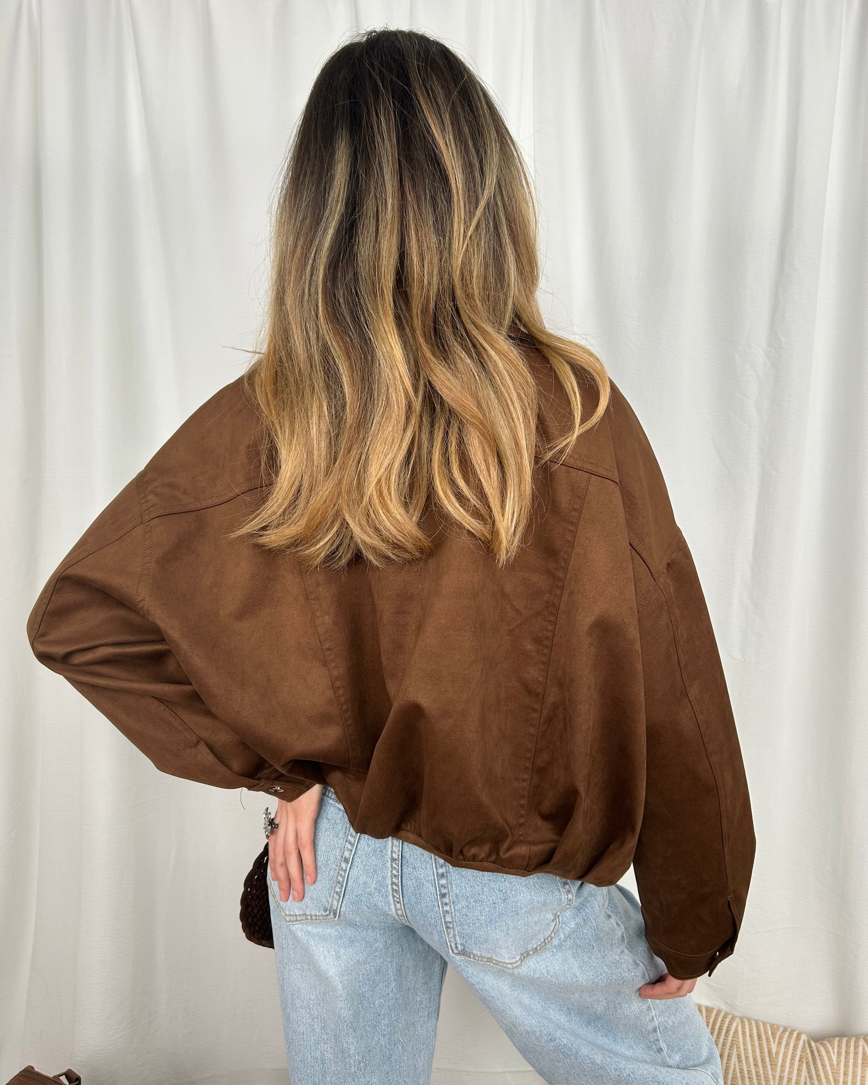 GIACCA CROPPED CON ZIP E CINTURA COL MORRONE
