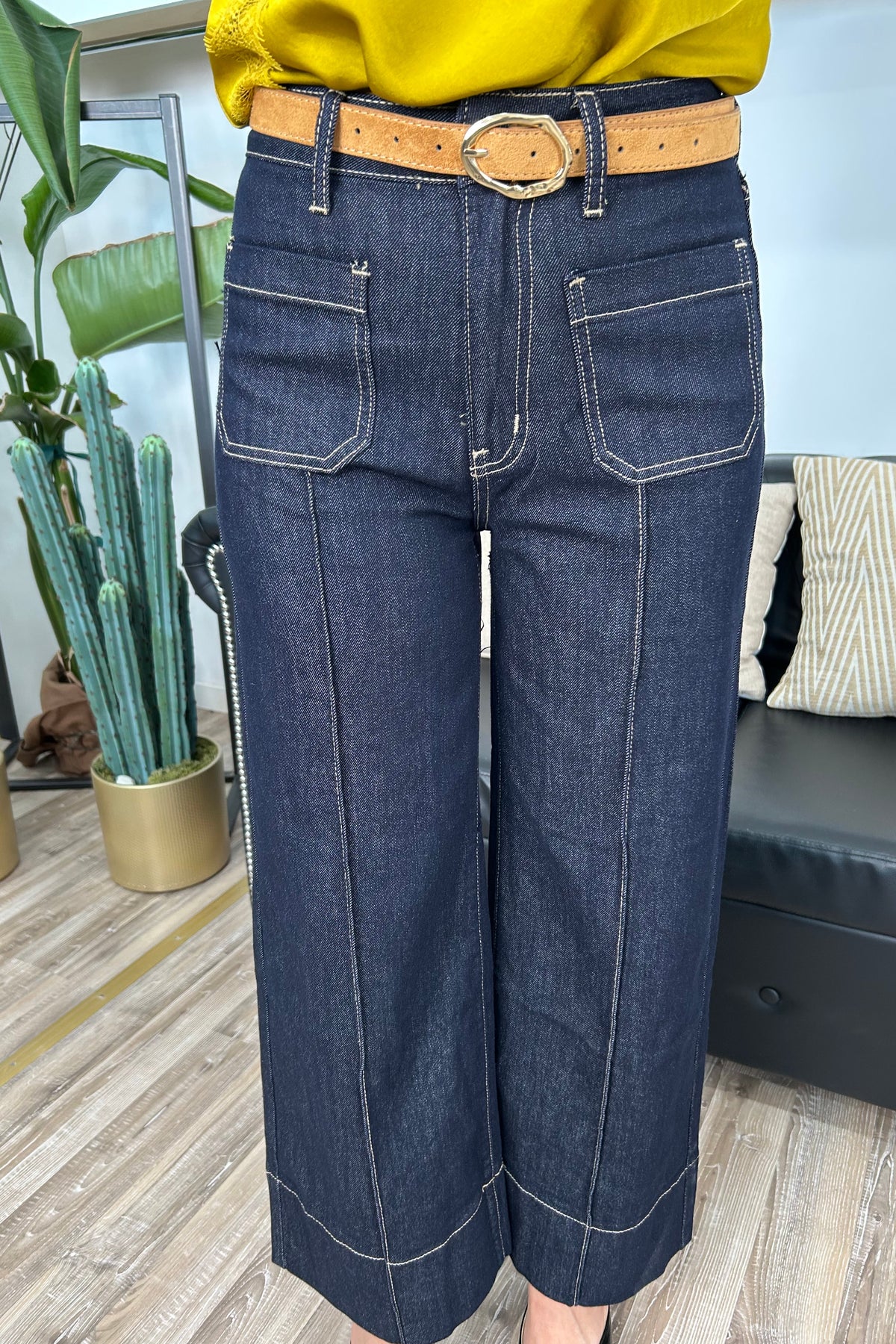 PANTALONE DENIM WIDE LEG CON CINTURA MOD. LISA