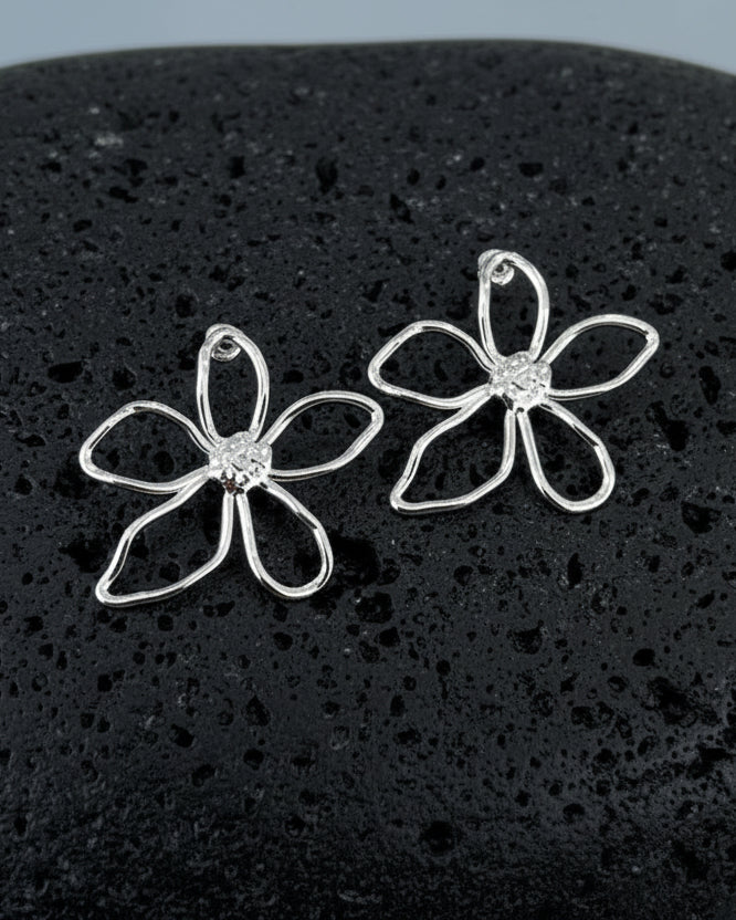 ORECCHINI DORATI A FIORE FILO COL SILVER