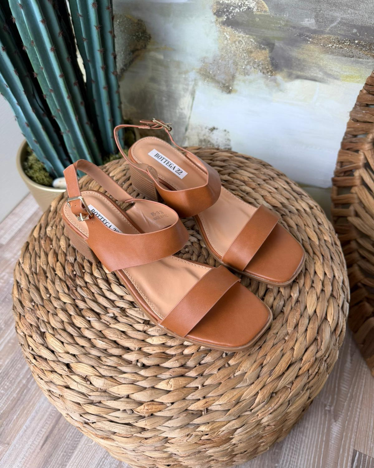 SANDALI CON DOPPIA FASCIA COL. CUOIO