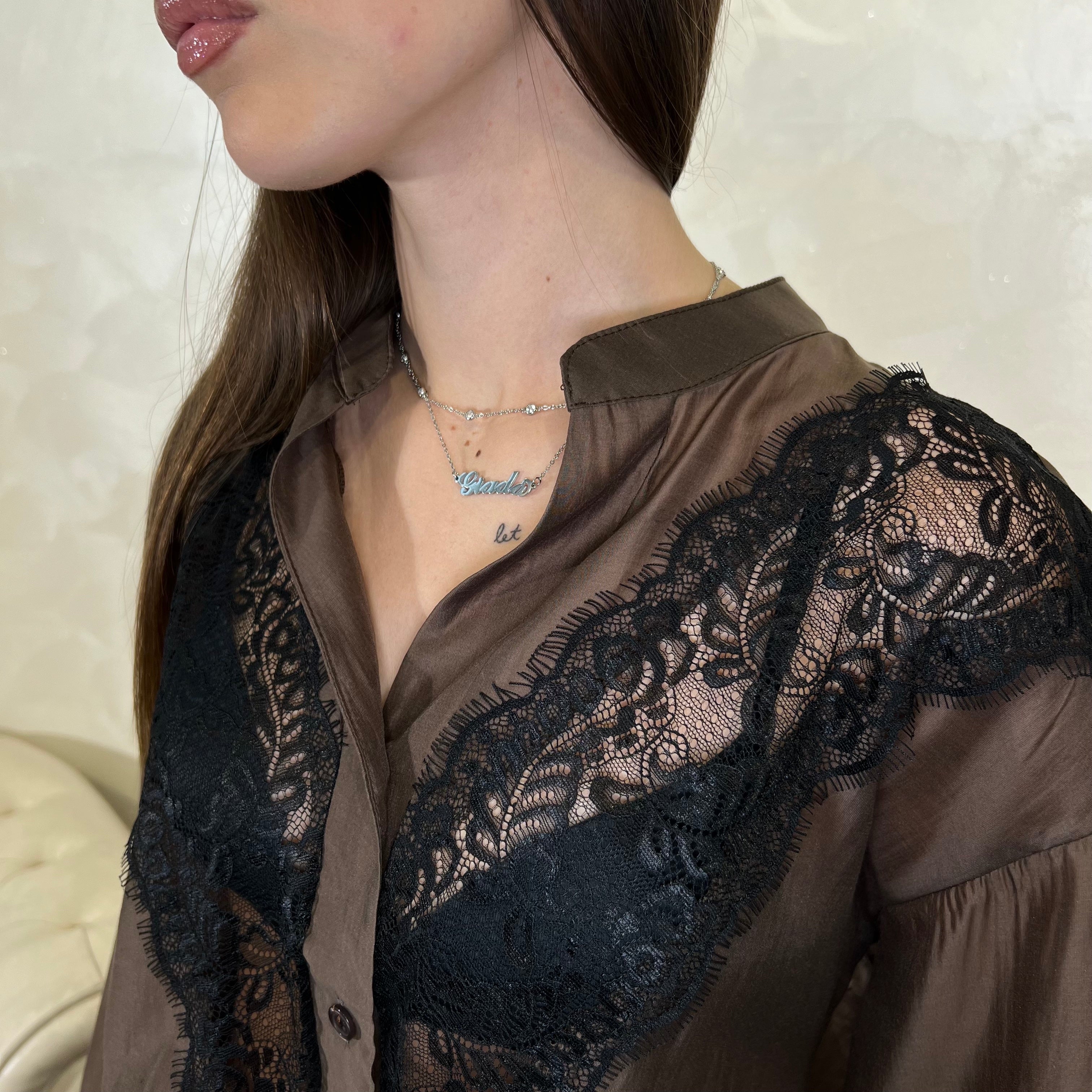 CAMICIA INSERTI PIZZO COL. MORO