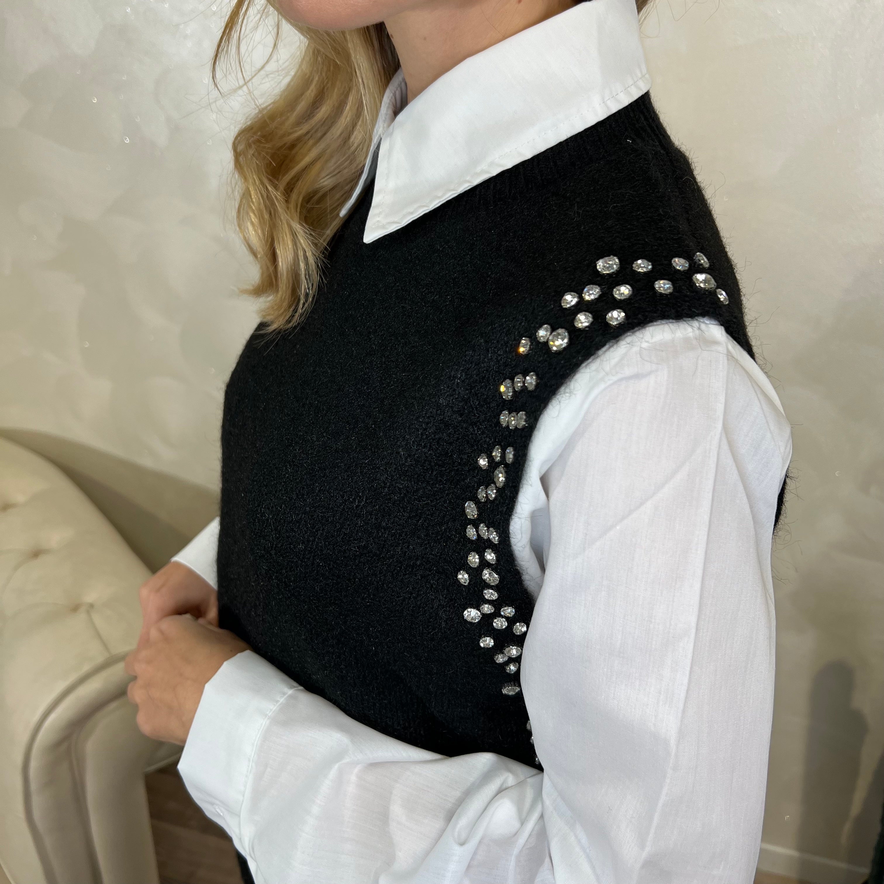 CAMICIA CON GILET IN MAGLIA COL. NERO
