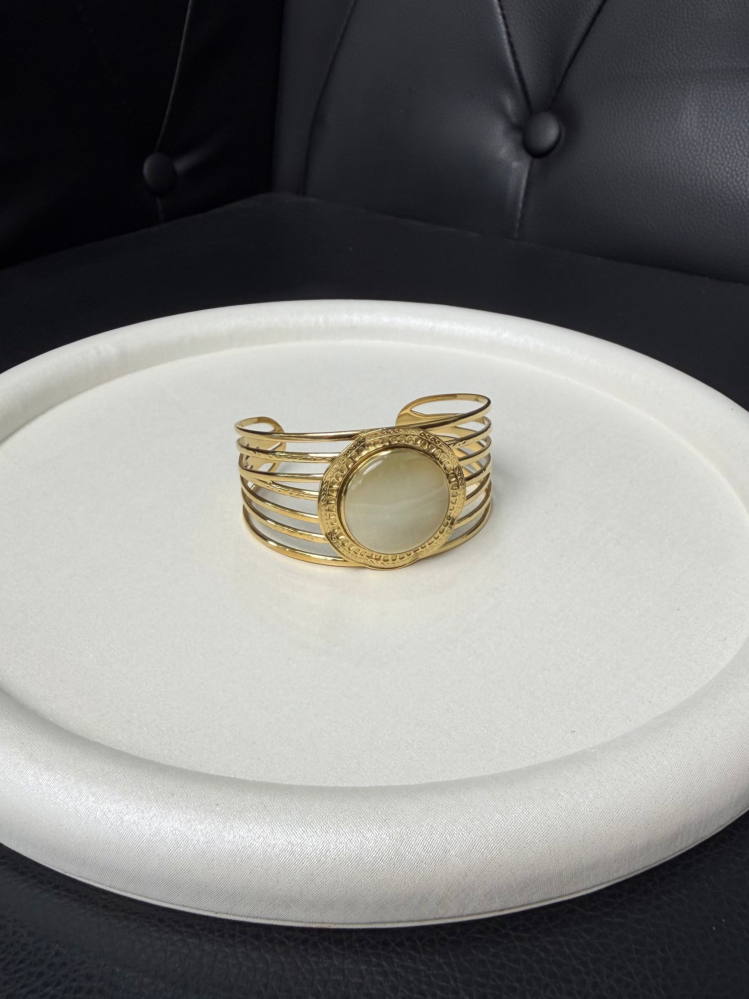 BRACCIALE ORO CON PIETRA CHIARA & PUNTI LUCE