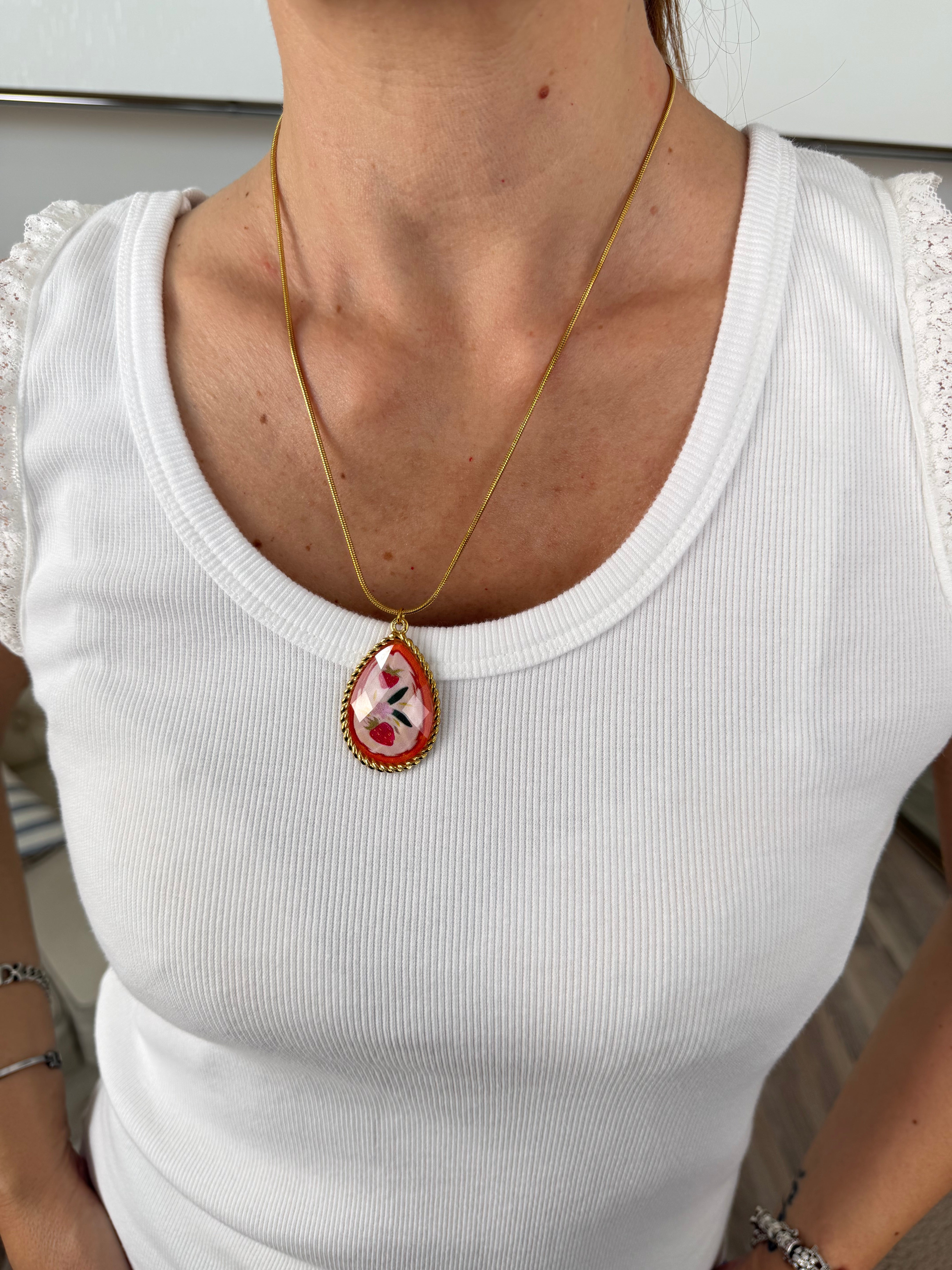 COLLANA ORO CON PENDENTE ROSA