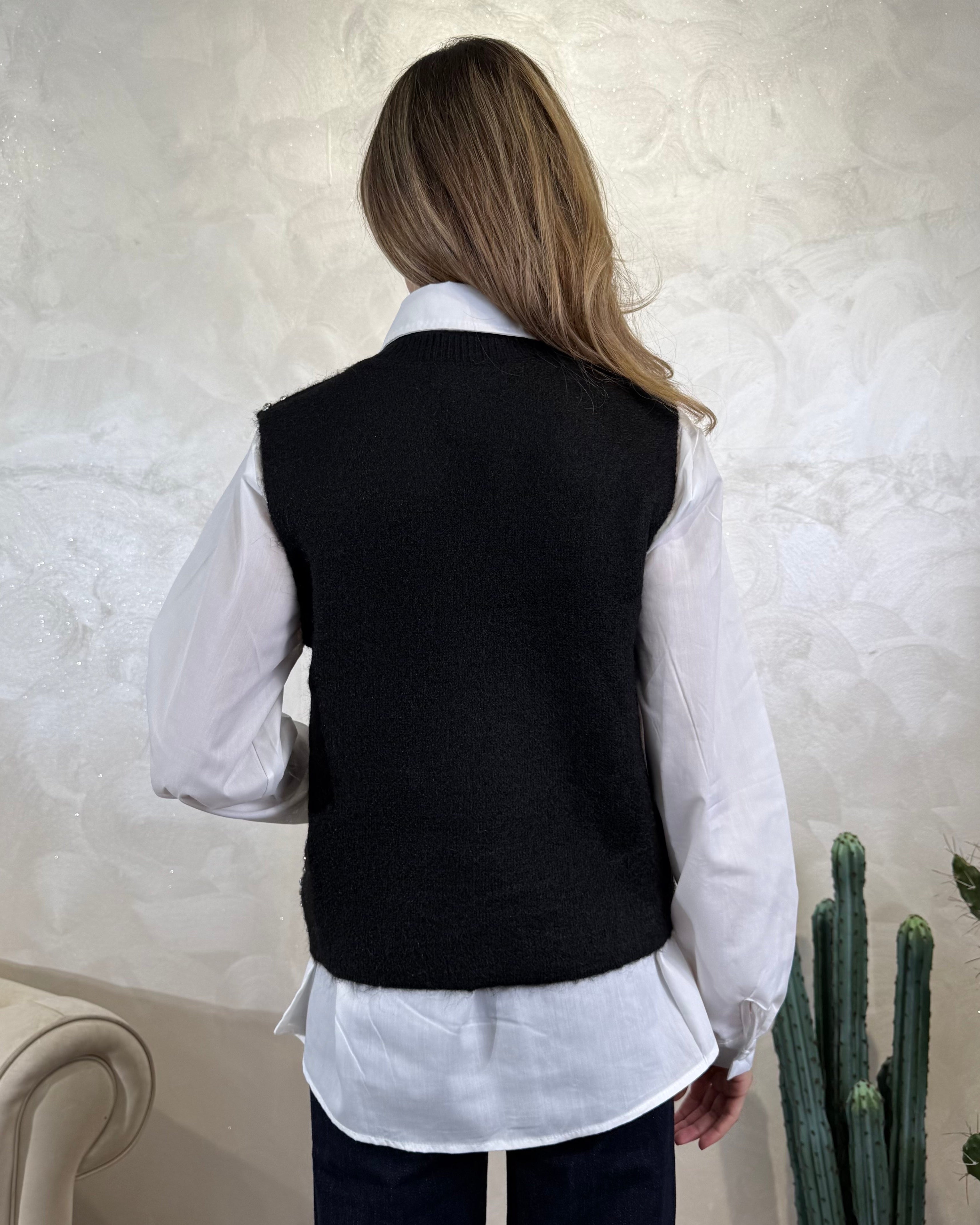 CAMICIA CON GILET IN MAGLIA COL. NERO