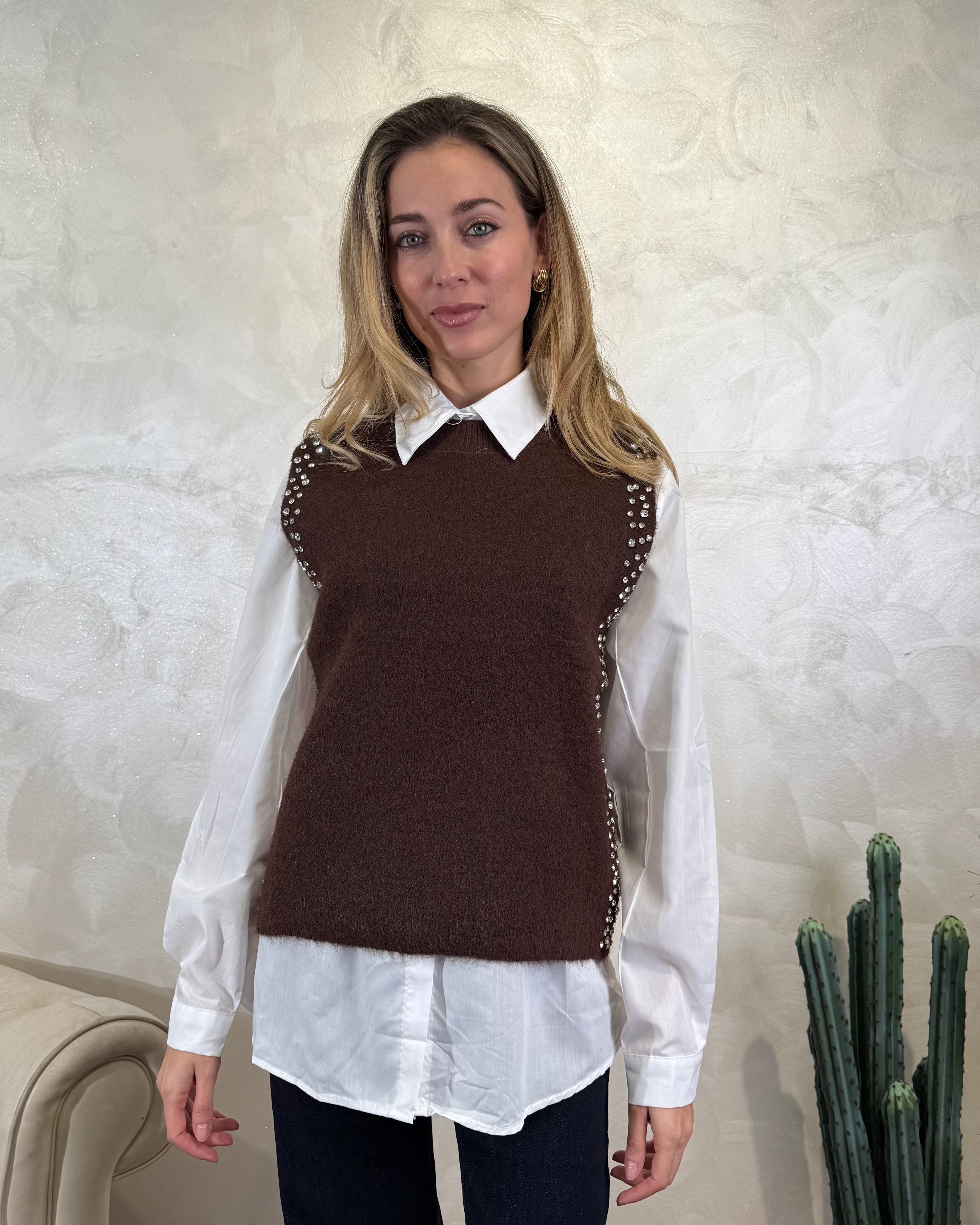 CAMICIA CON GILET IN MAGLIA COL. MORO