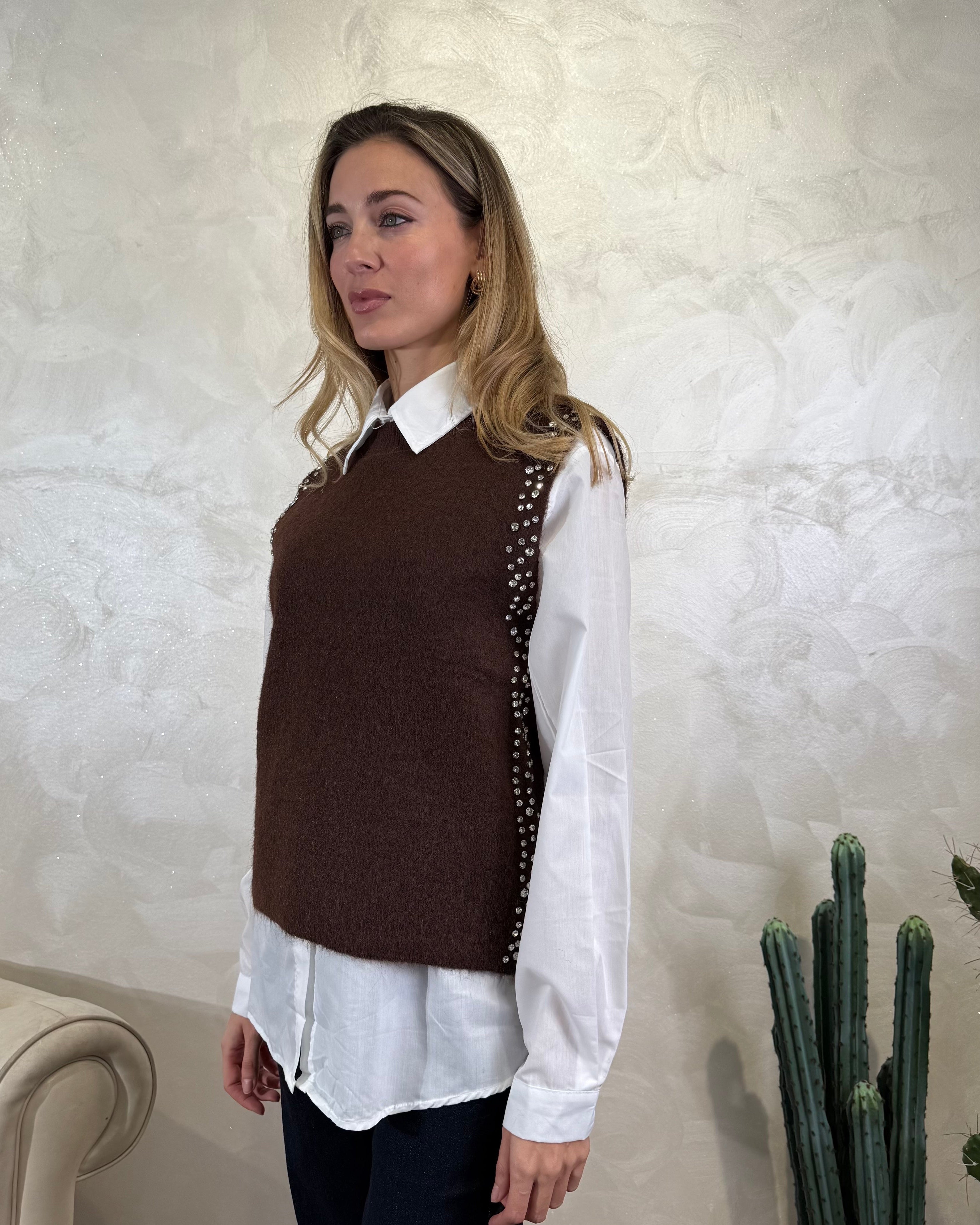 CAMICIA CON GILET IN MAGLIA COL. MORO