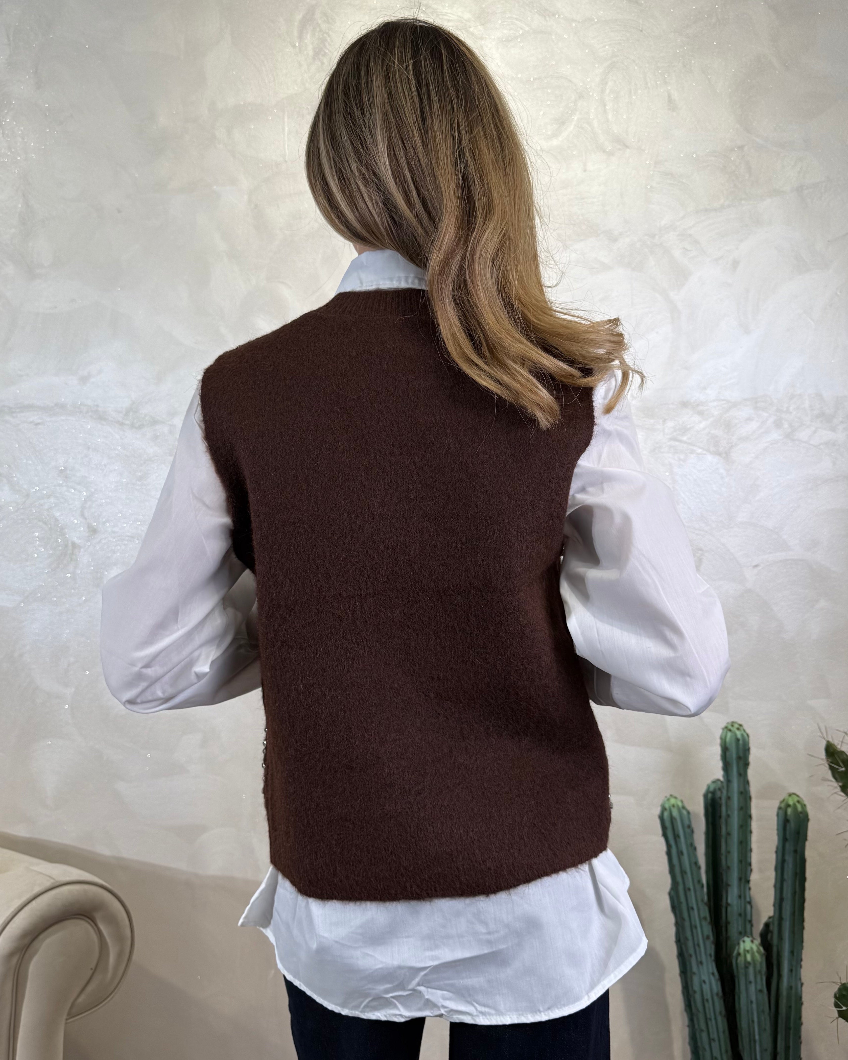 CAMICIA CON GILET IN MAGLIA COL. MORO