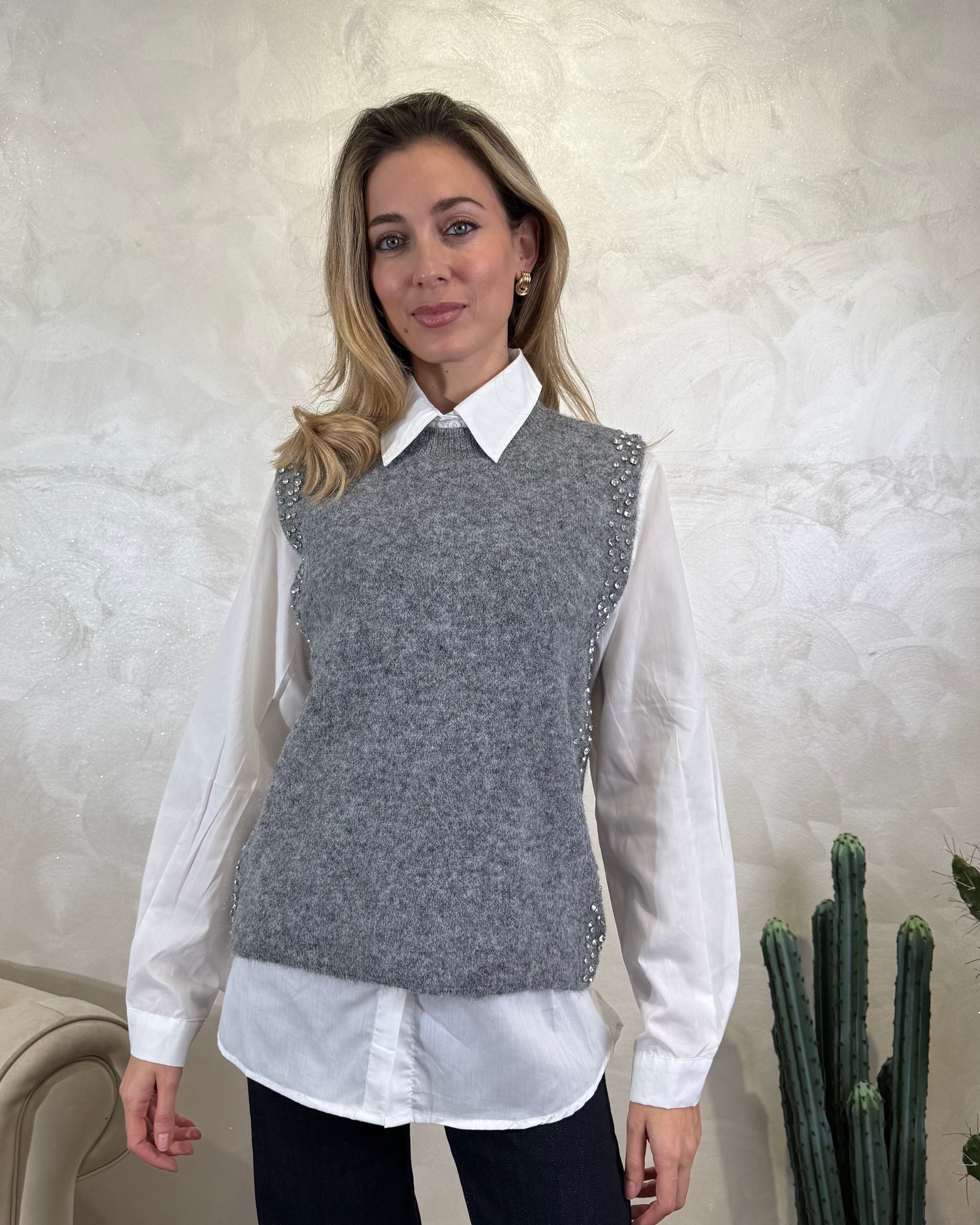 CAMICIA CON GILET IN MAGLIA COL. GRIGIO