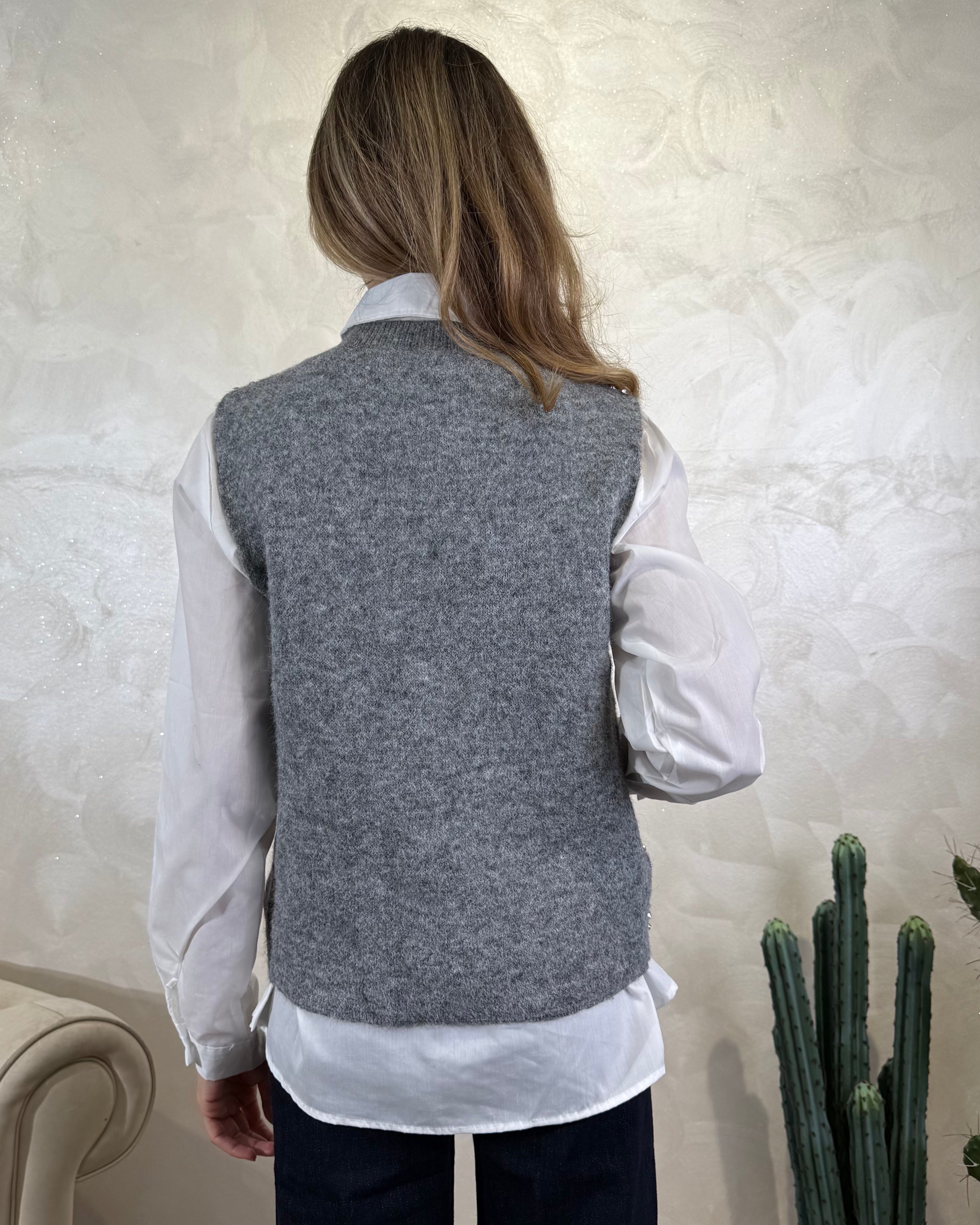 CAMICIA CON GILET IN MAGLIA COL. GRIGIO