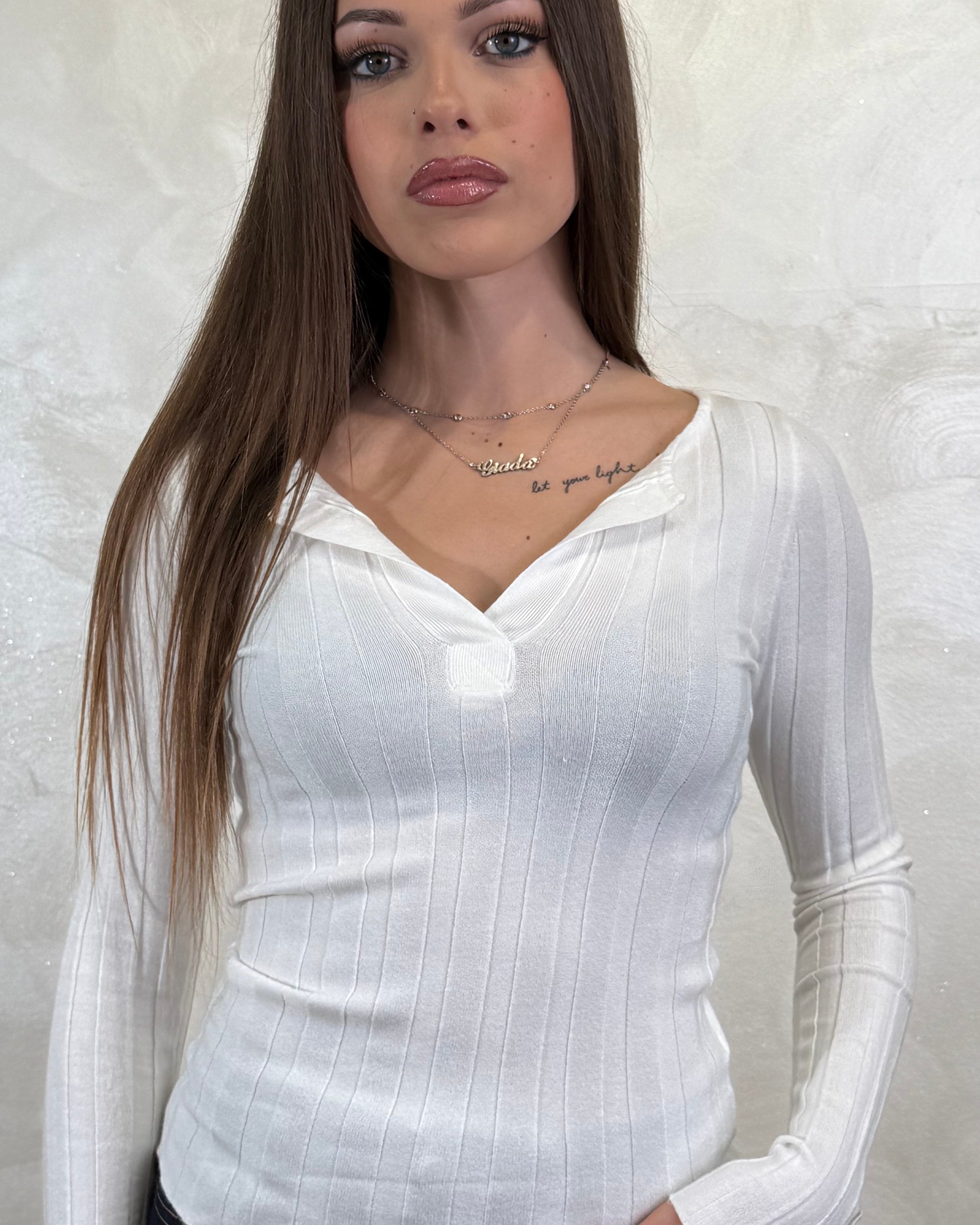 TOP SCOLLO SERAFINO COL.BIANCO