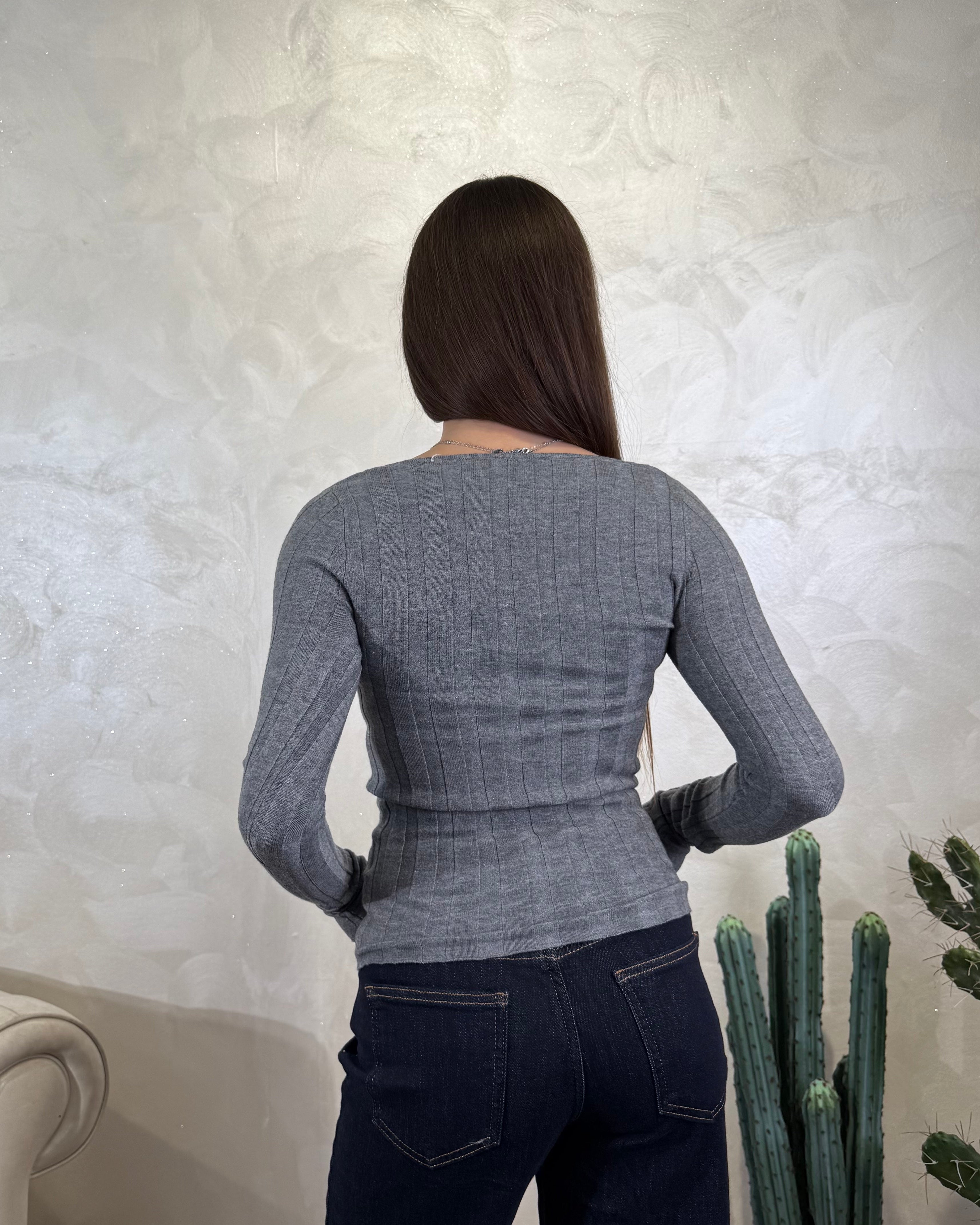 TOP SCOLLO SERAFINO COL.GRIGIO