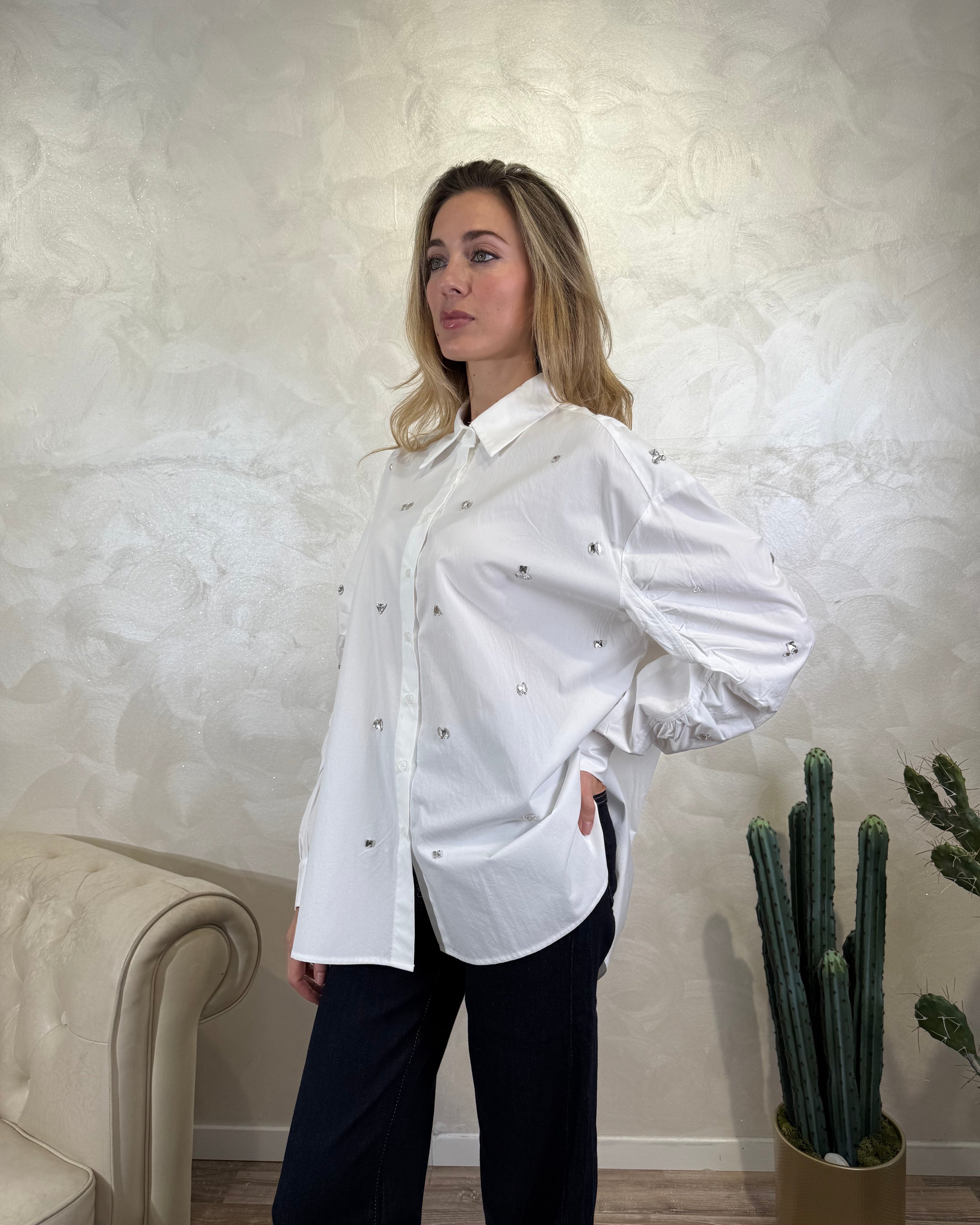 CAMICIA STRASS BRILLANTI COL. BIANCO