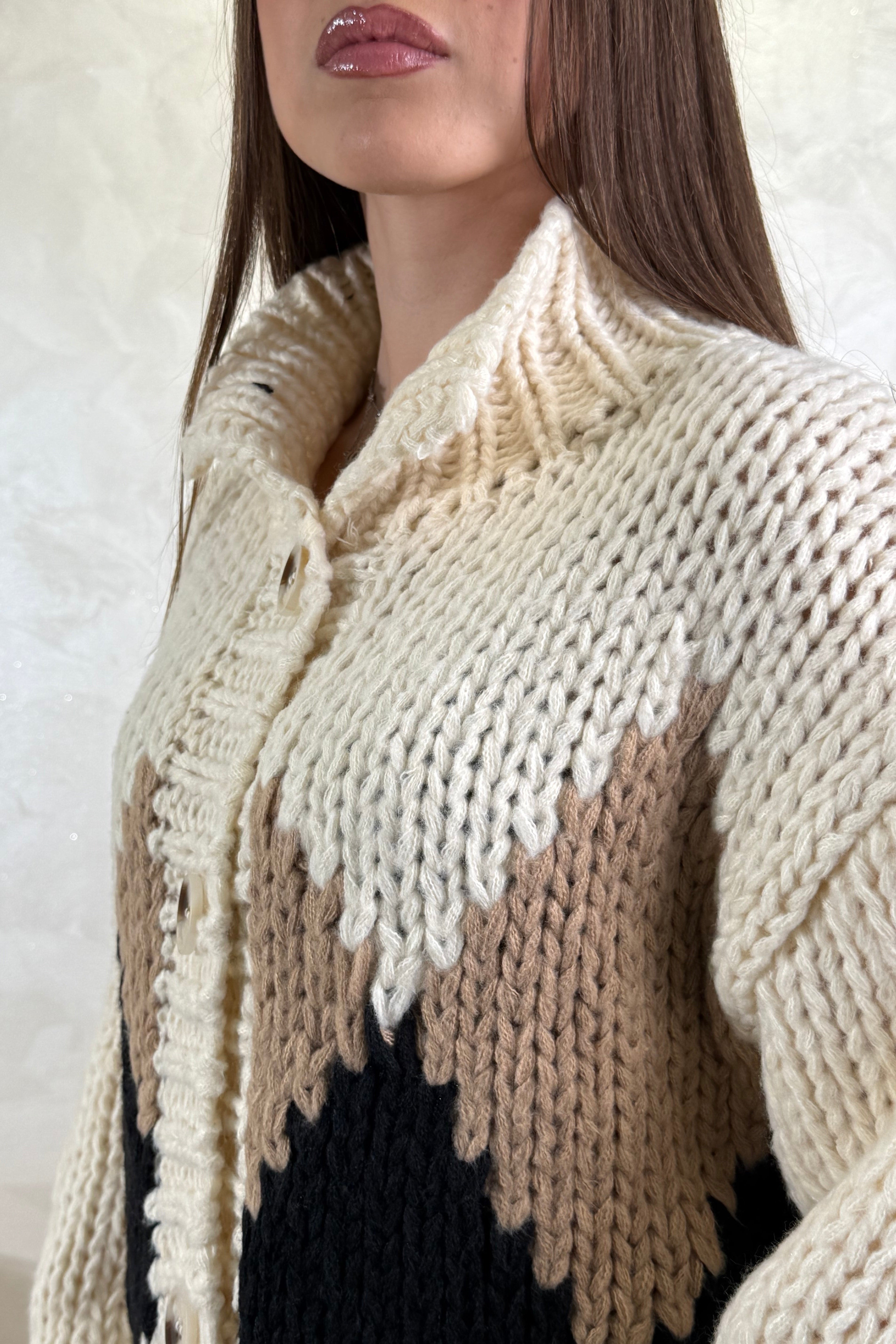 CARDIGAN FIN.3 FANTASIA BALLANTYNE COL. PANNA