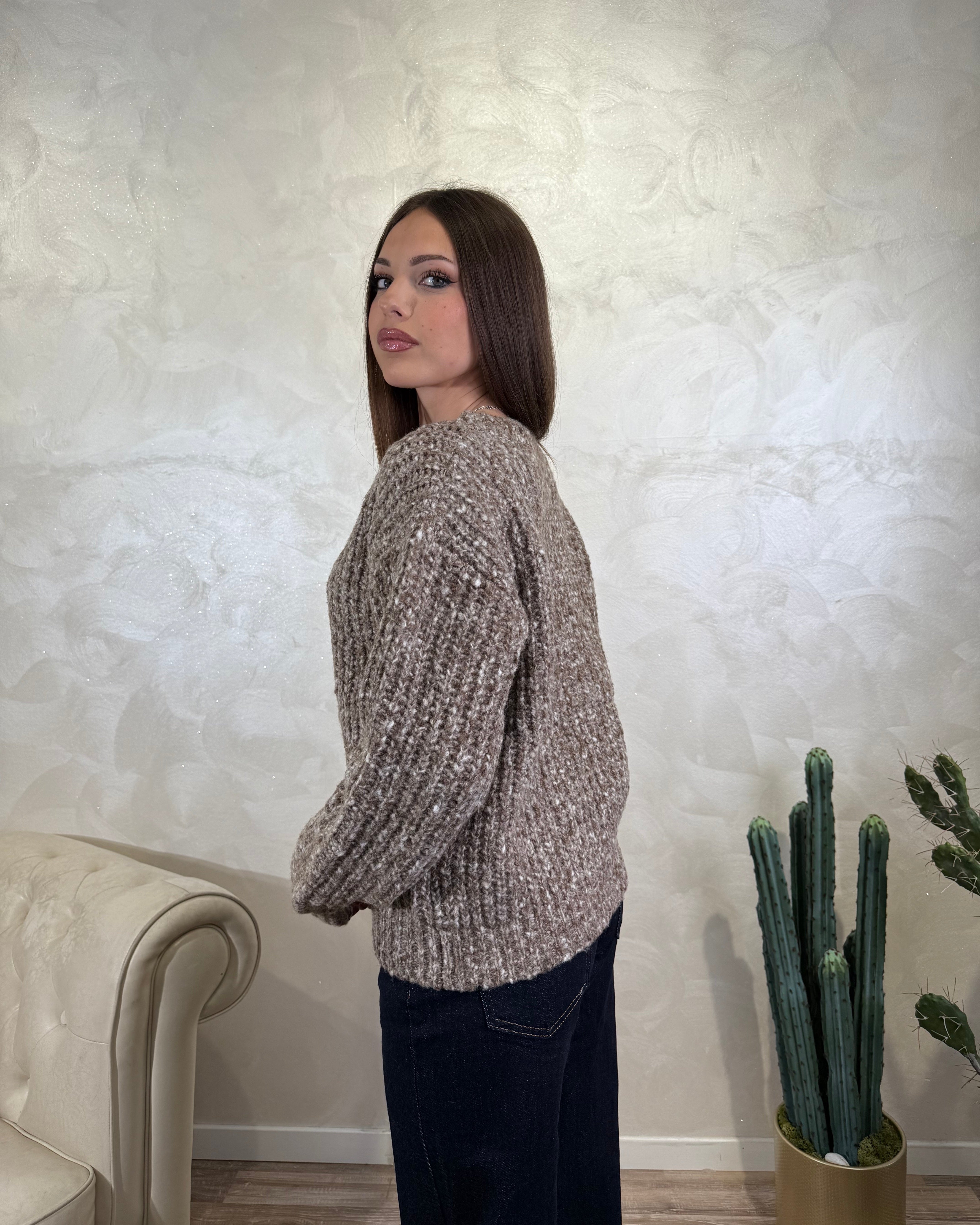 MAGLIA COSTA INGLESE SCOLLO V COL. CAFFE'