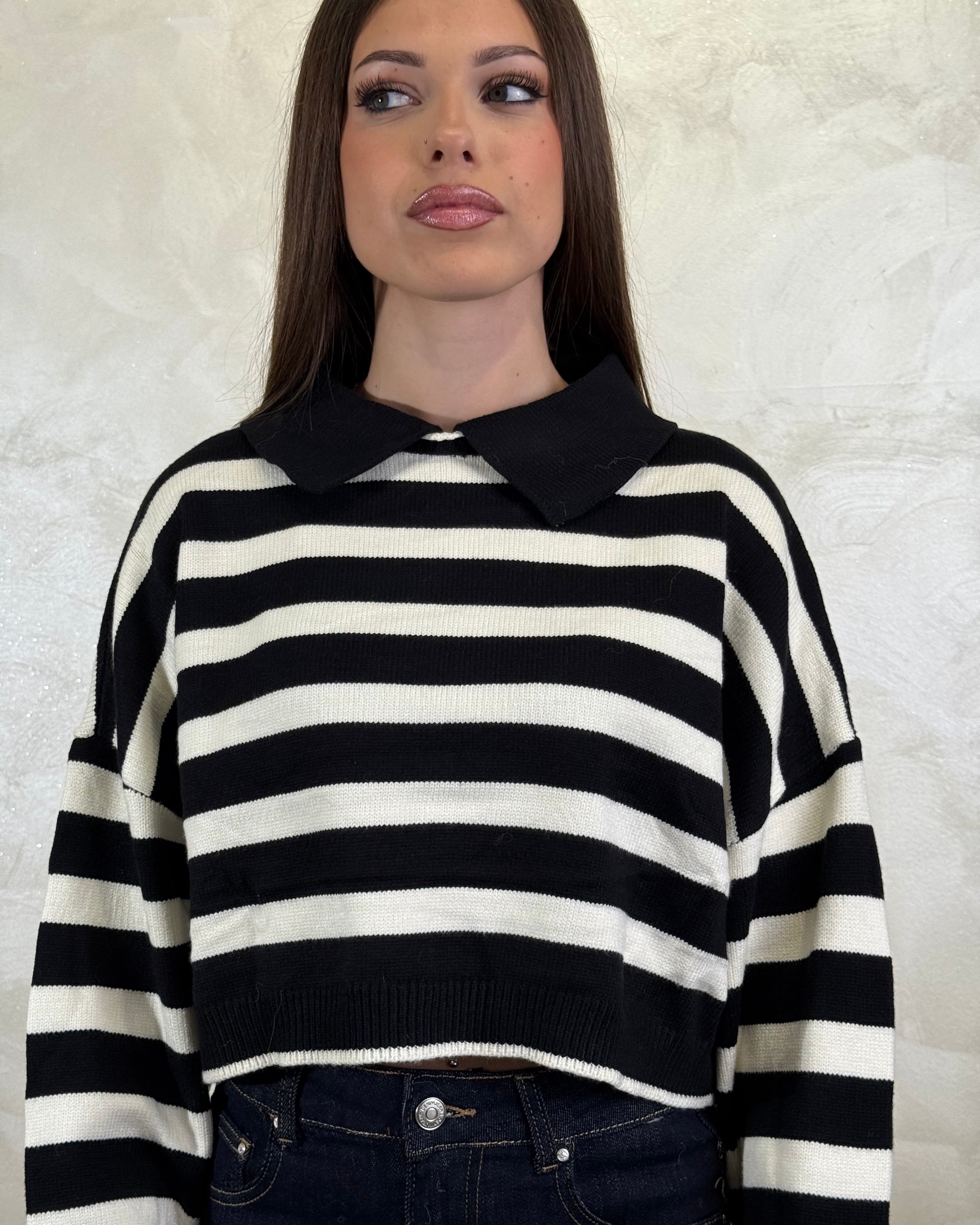 MAGLIONCINO CREPPED RIGATO COL.NERO