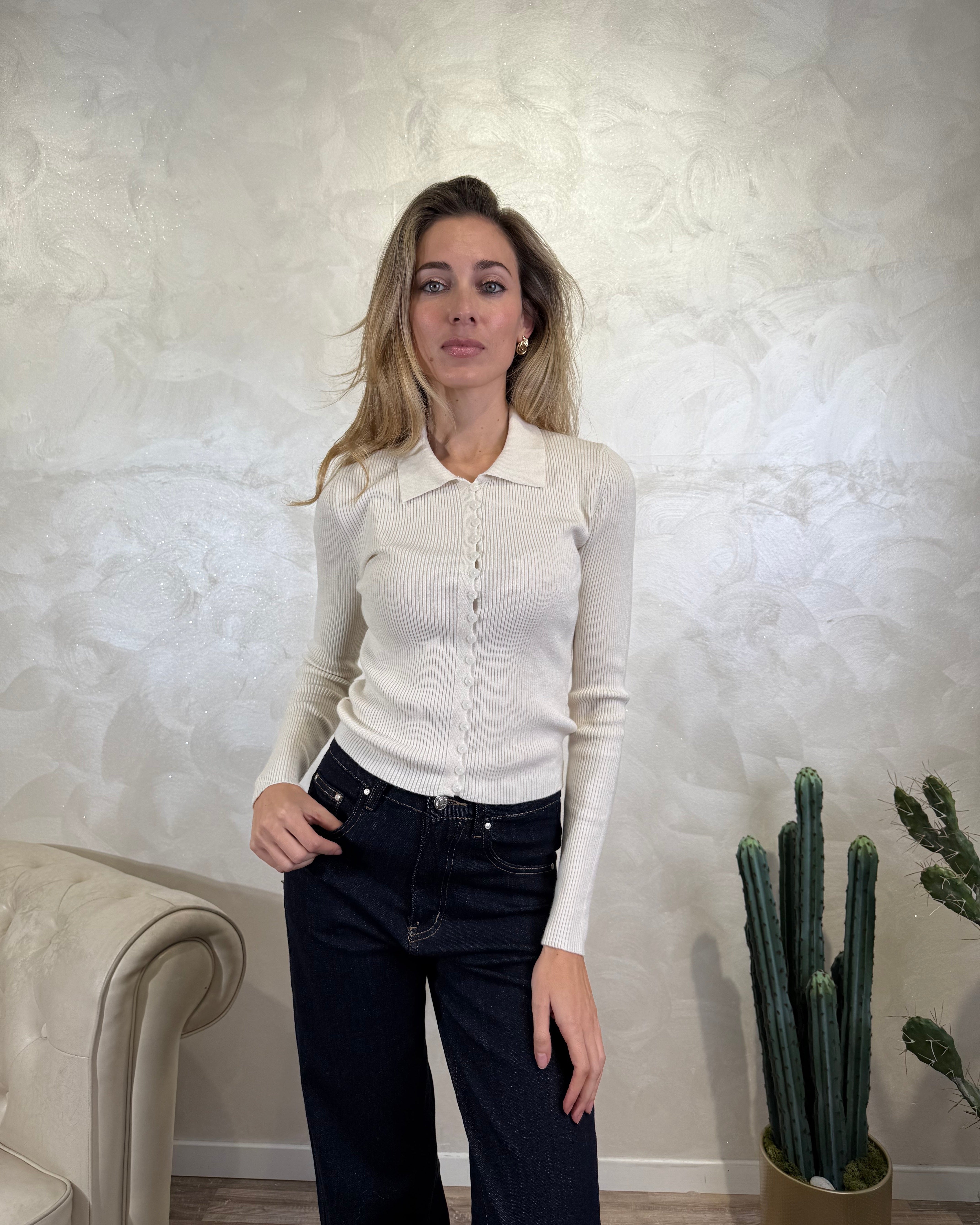 CARDIGAN A POLO COL.PANNA