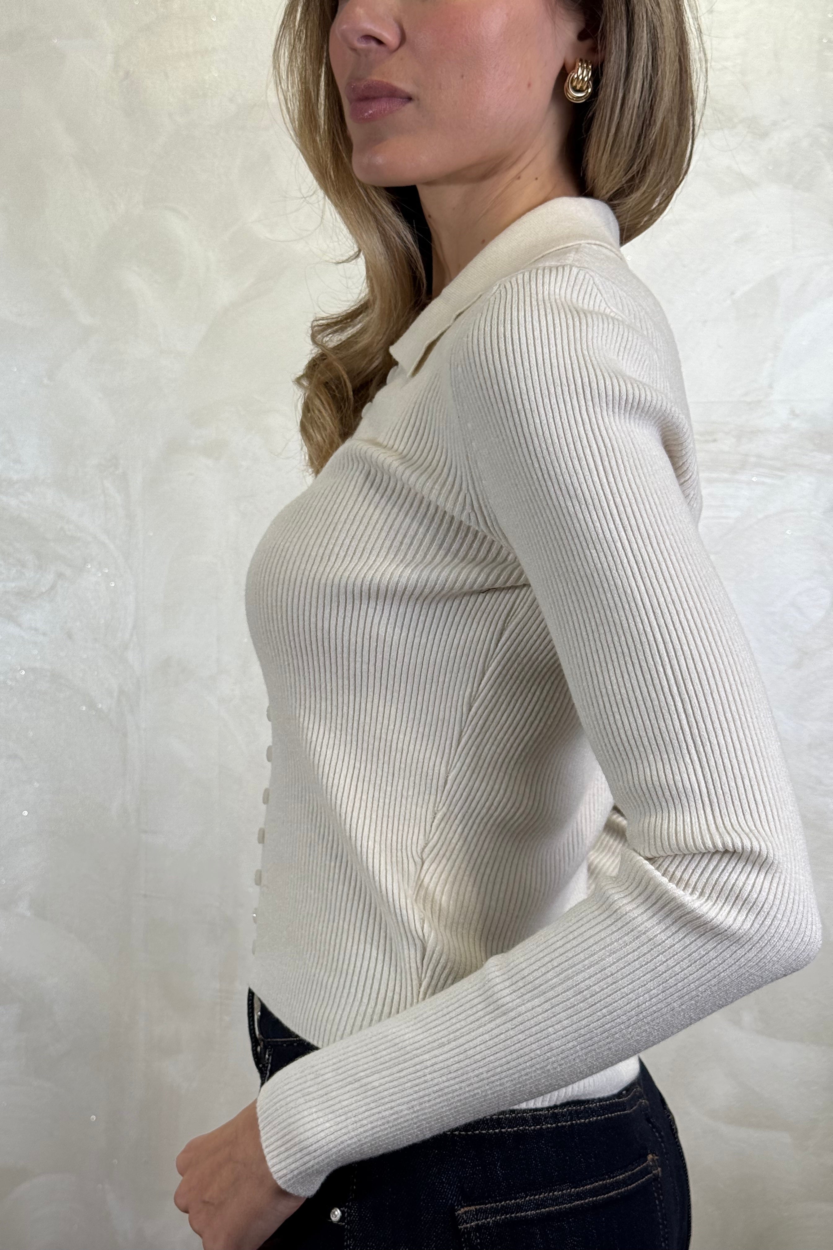 CARDIGAN A POLO COL.PANNA