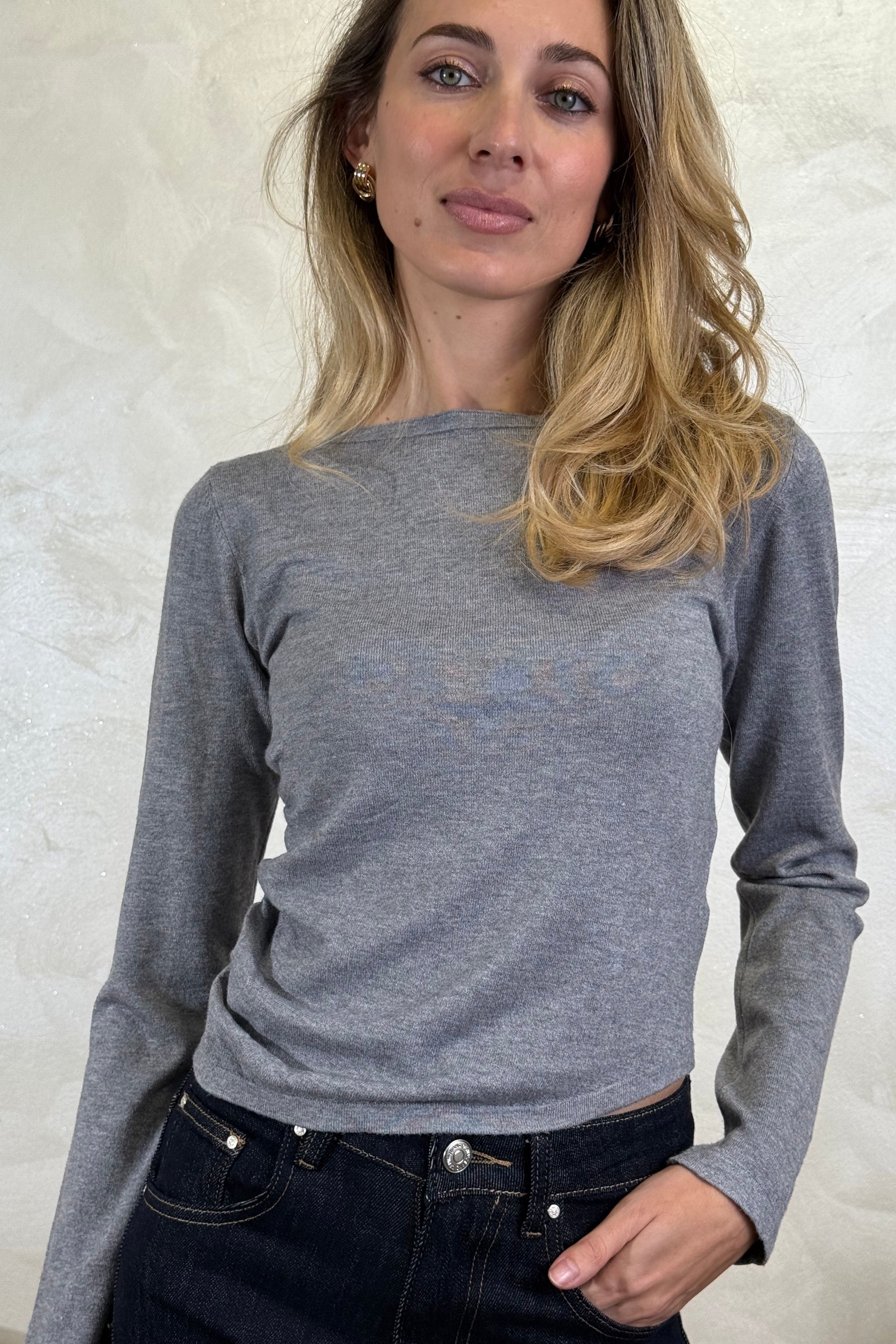 MAGLIA PARICOLLO AMPIO COL.GRIGIO