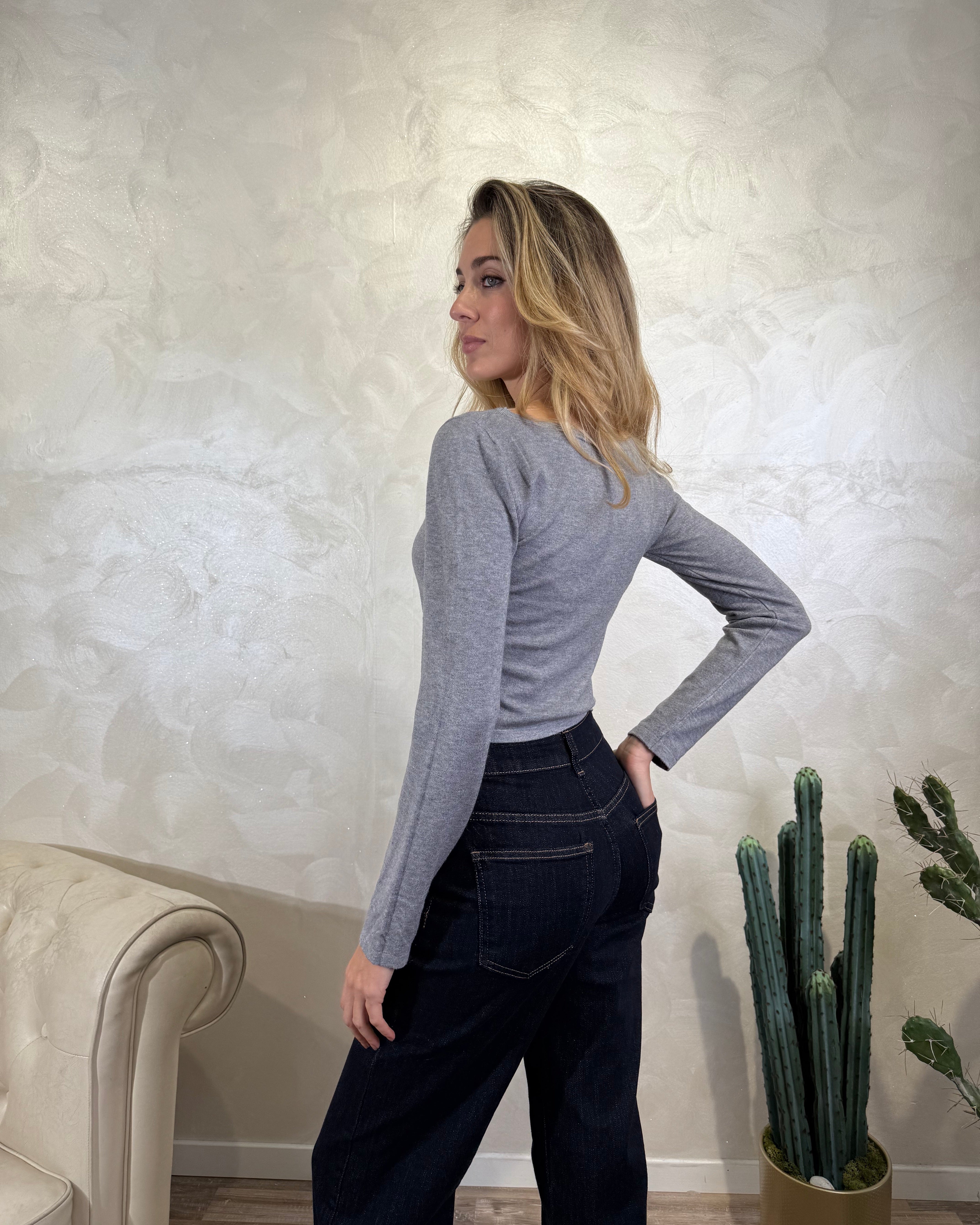 MAGLIA PARICOLLO AMPIO COL.GRIGIO