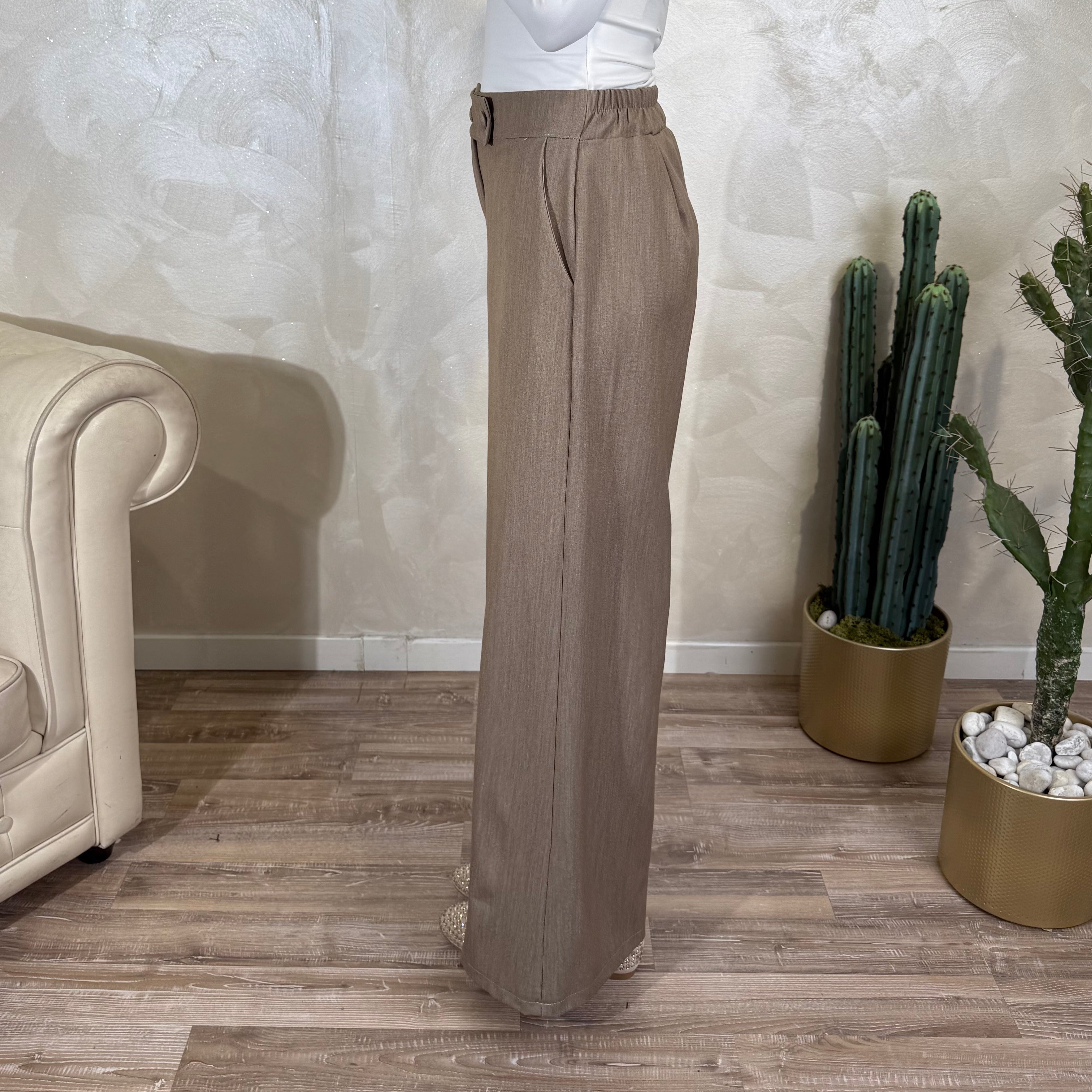 PANTALONE GAMBA AMPIA COL.BEIGE