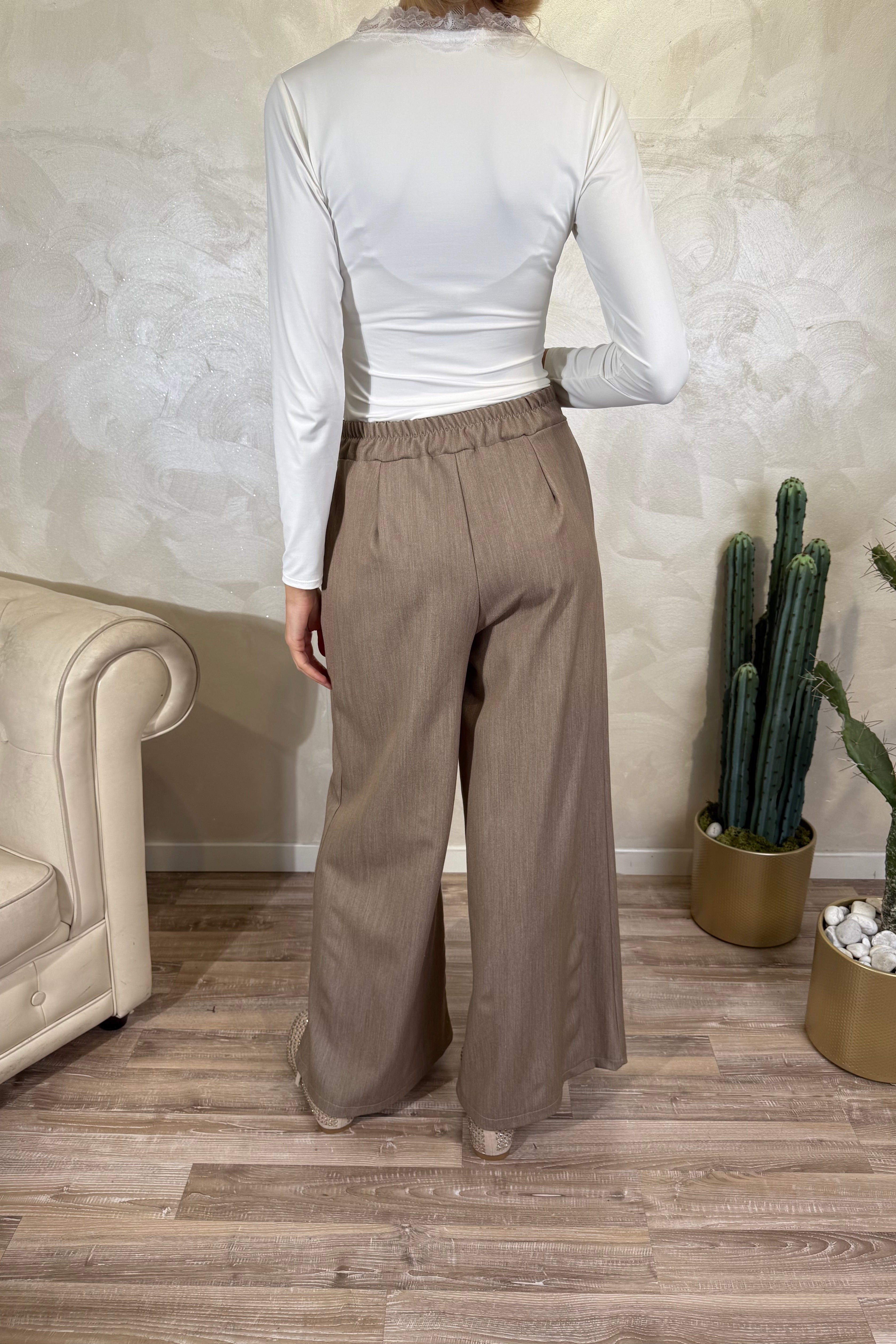 PANTALONE GAMBA AMPIA COL.BEIGE