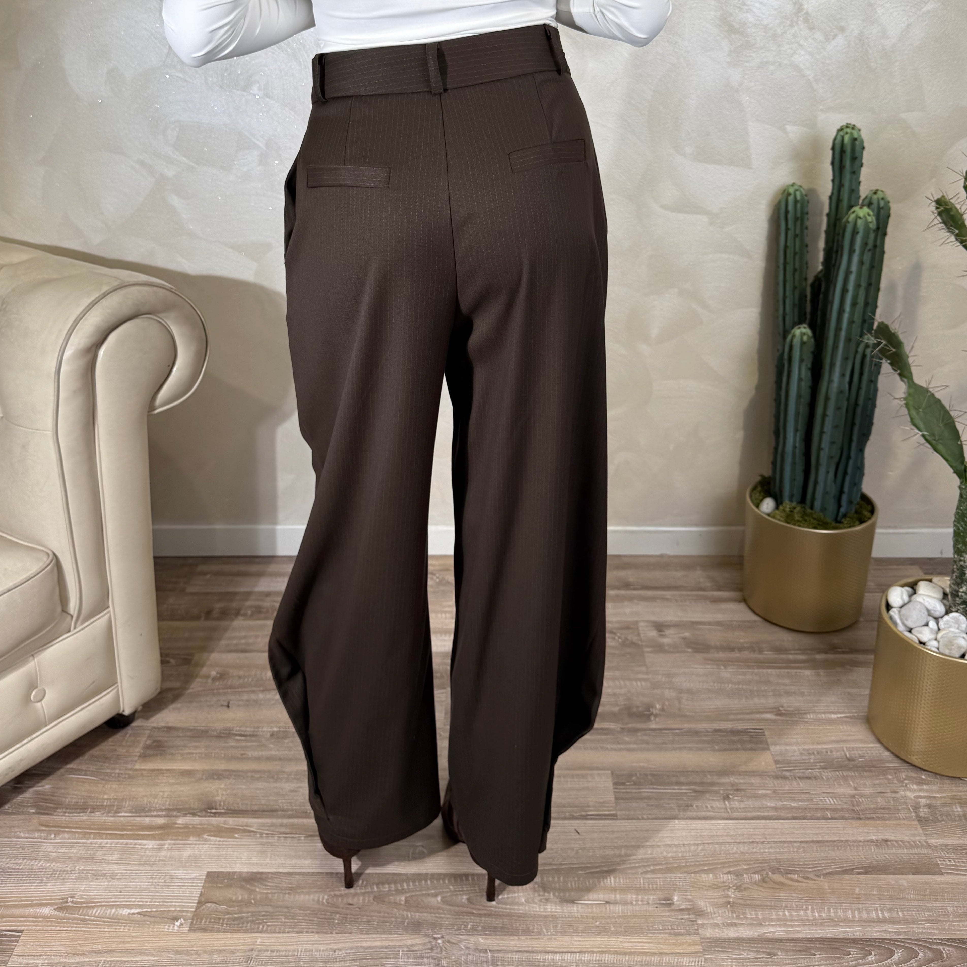PANTALONE CON MICRO GESSATURA COL. MORO