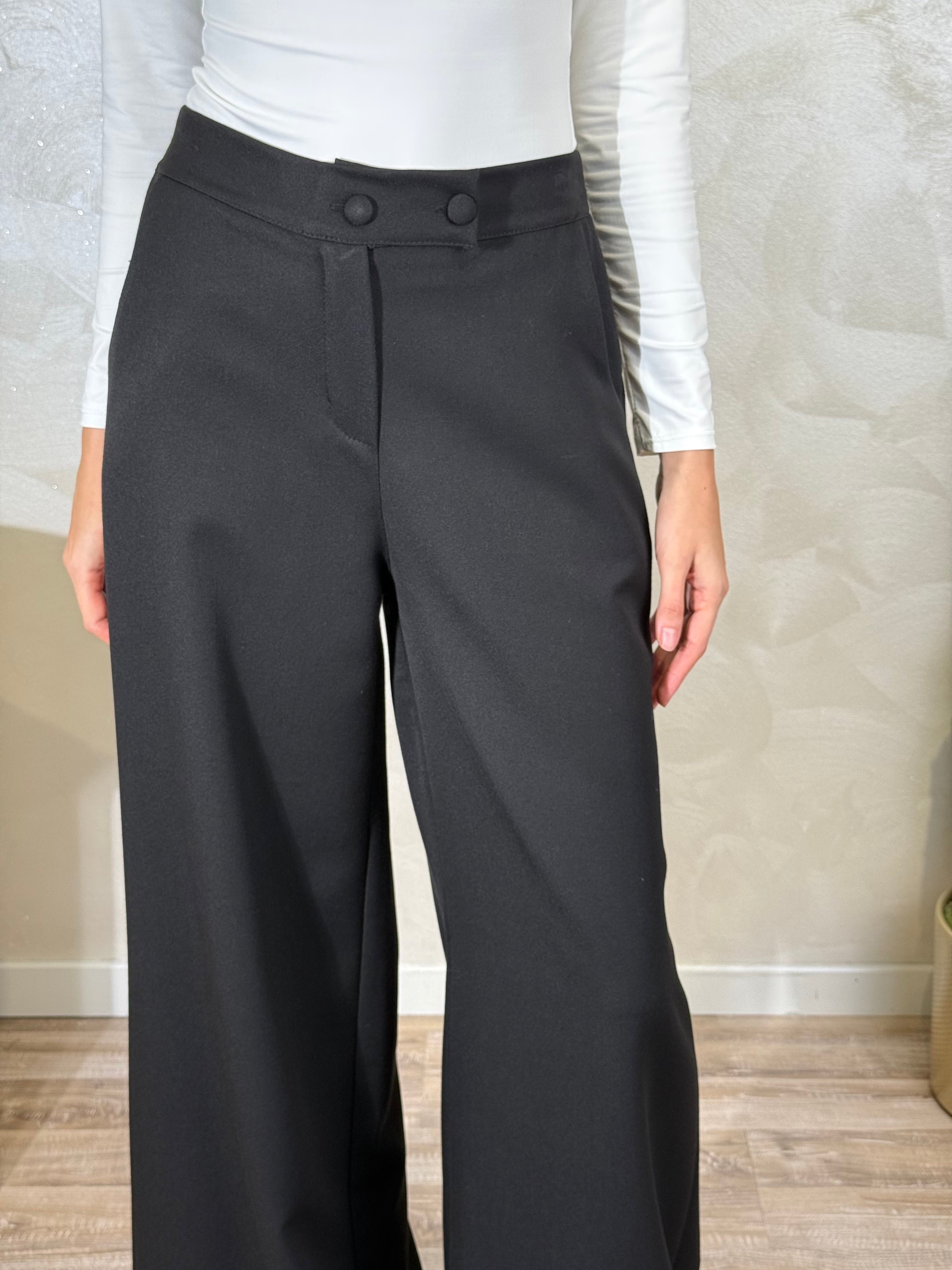 PANTALONE GAMBA AMPIA COL.NERO