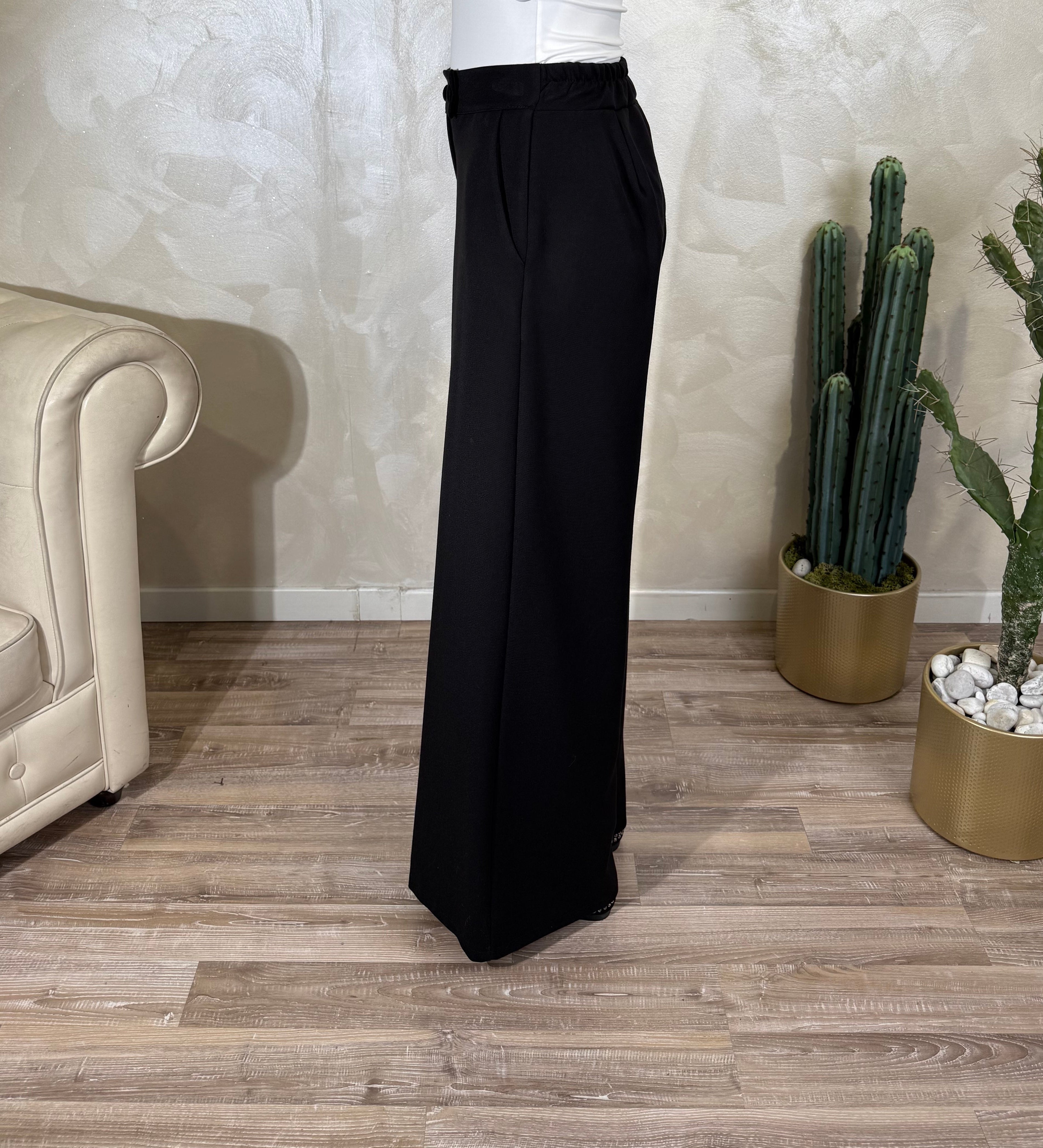 PANTALONE GAMBA AMPIA COL.NERO