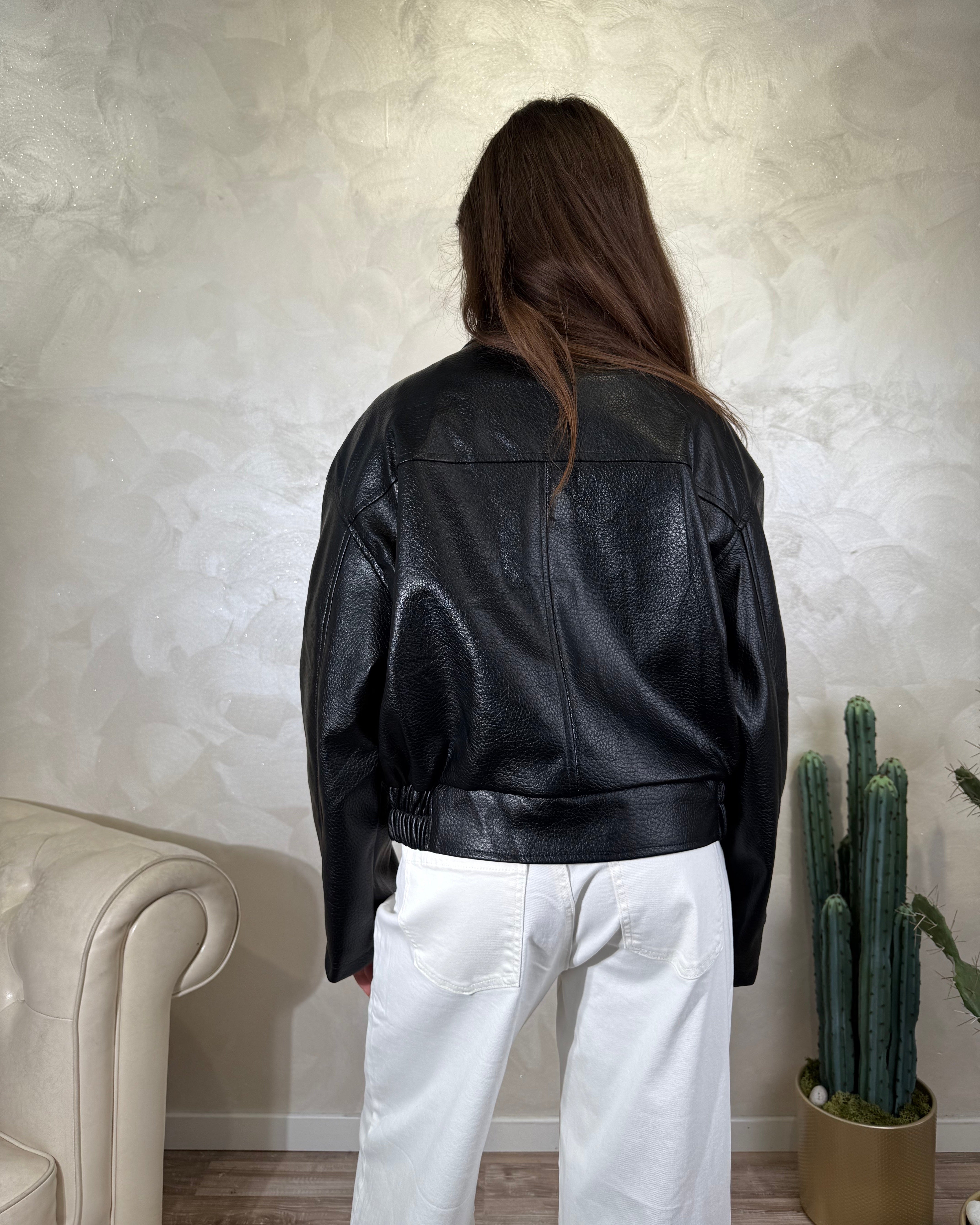 GIUBBOTTO ECOPELLE COL.NERO