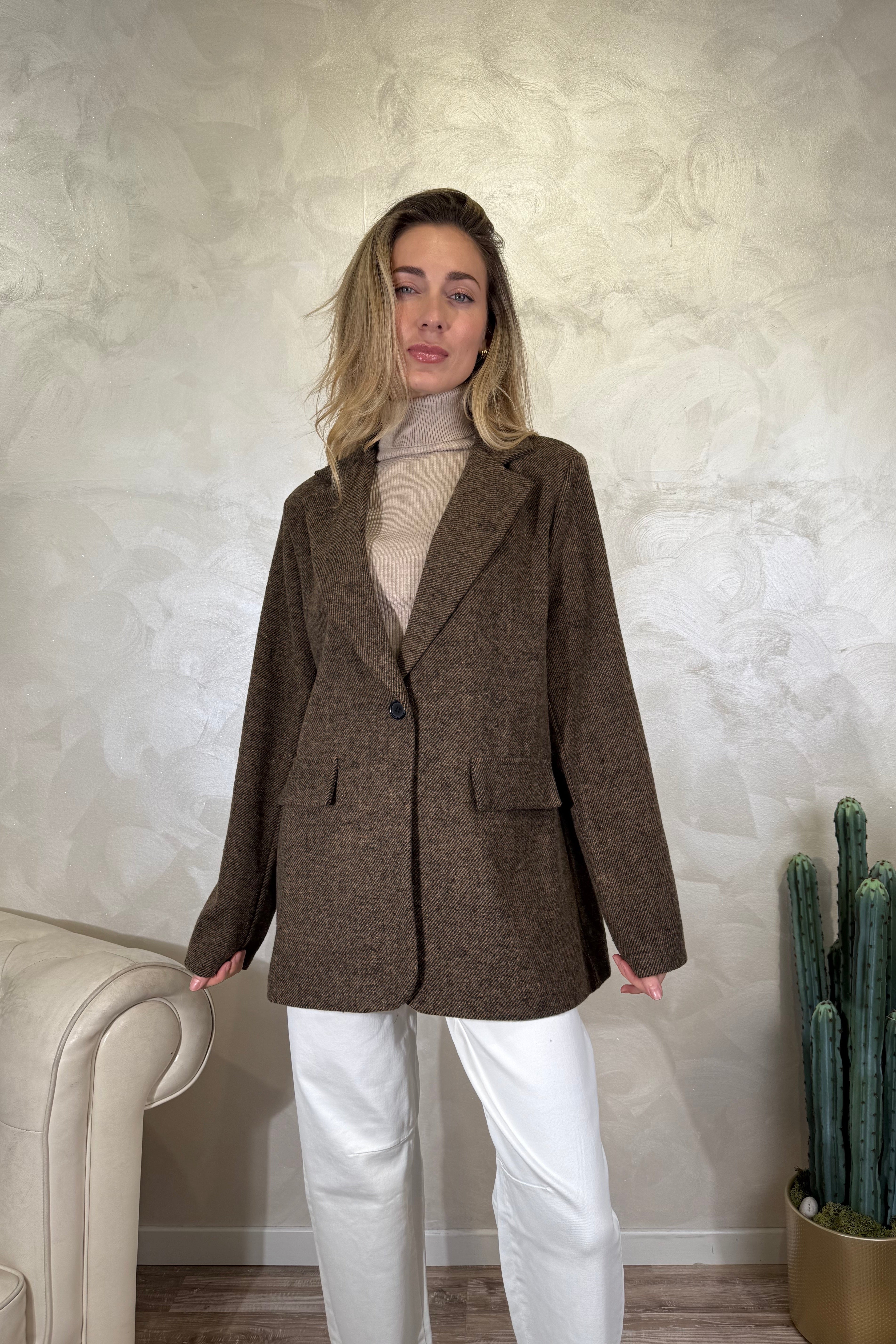 BLAZER TWEED DIAGONALE COL. MORO