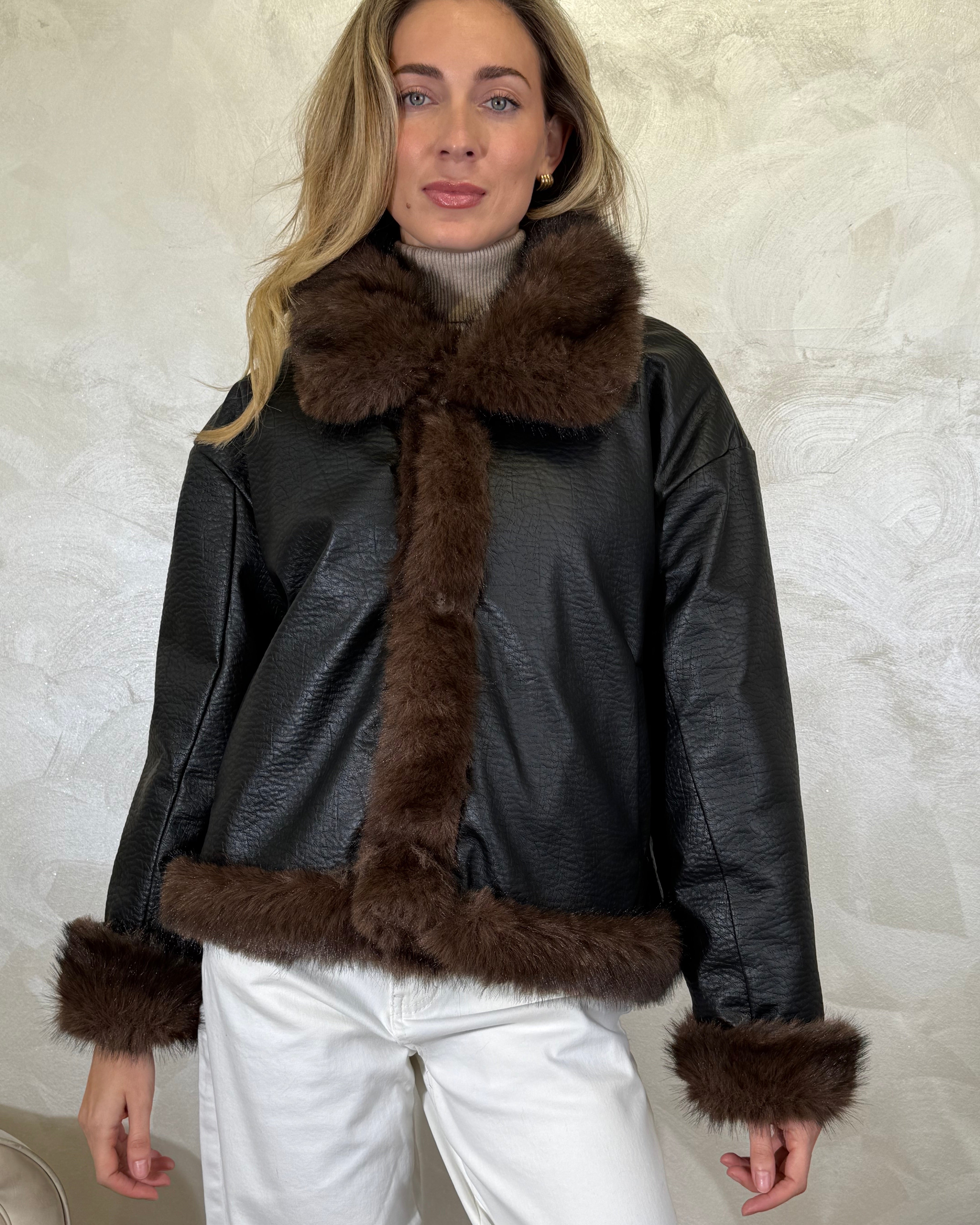 GIACCA IN ECOPELLICCIA REVERSIBILE COL. NERO