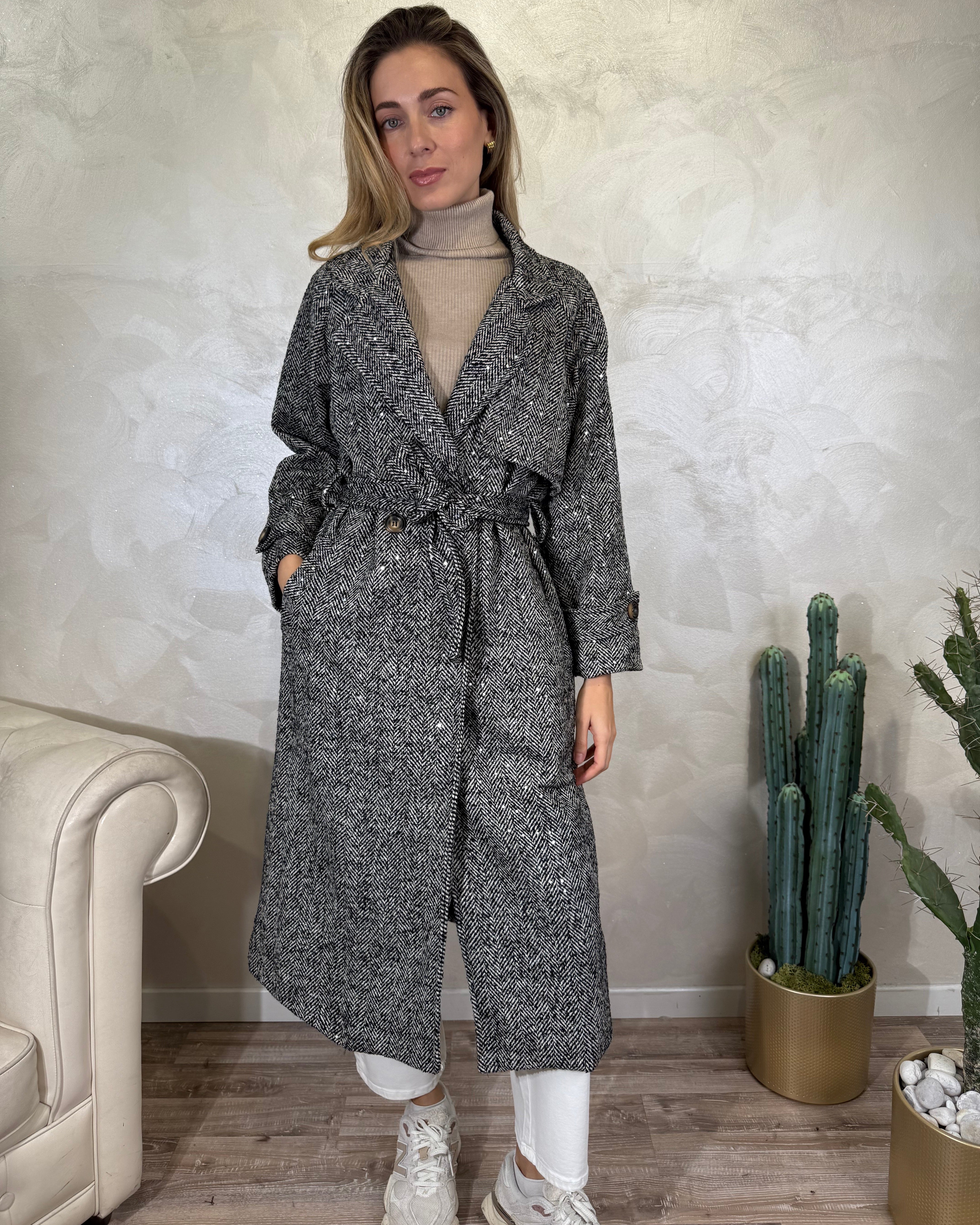 CAPPOTTO LUNGO SPIGATO COL. PANNA