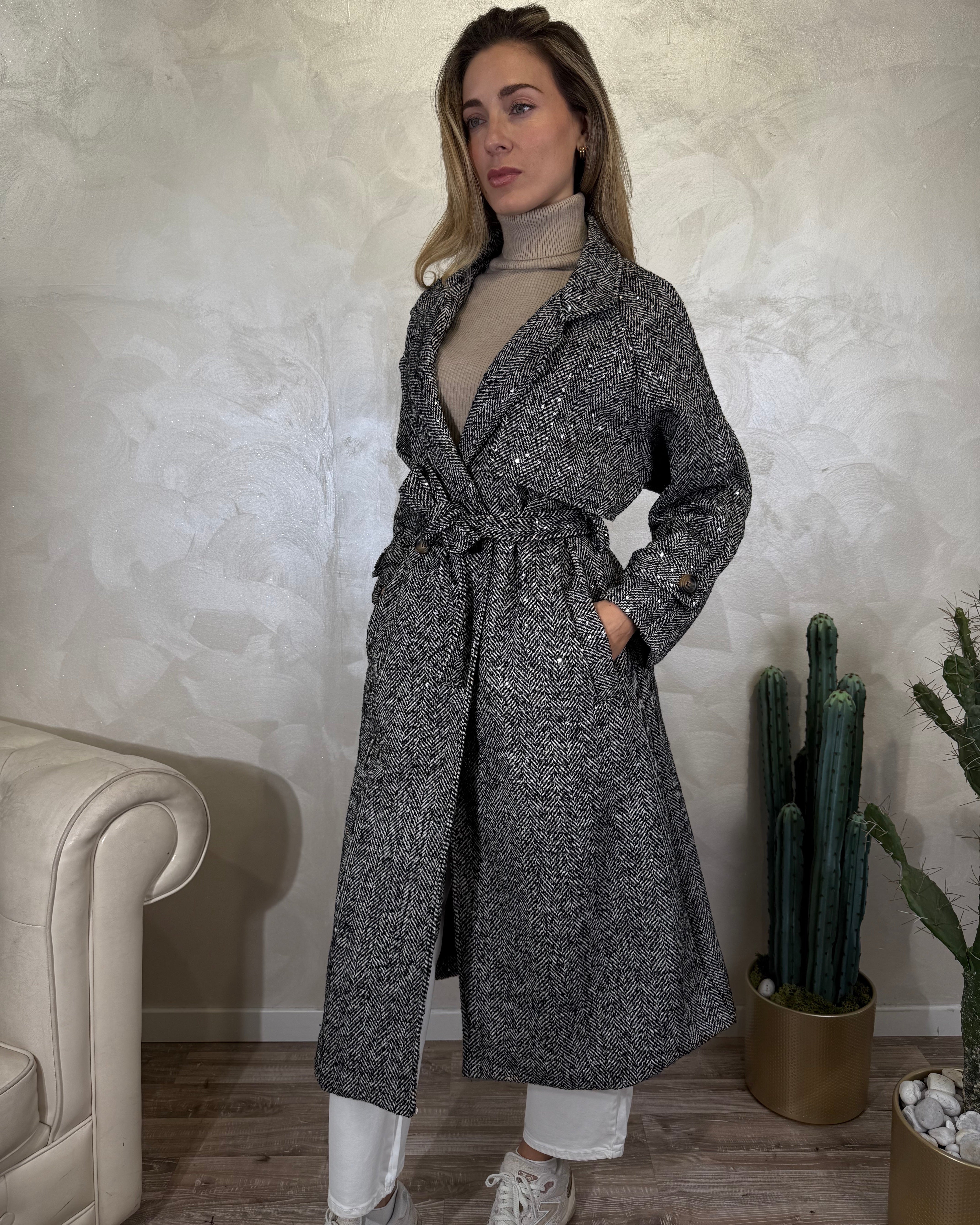 CAPPOTTO LUNGO SPIGATO COL. PANNA