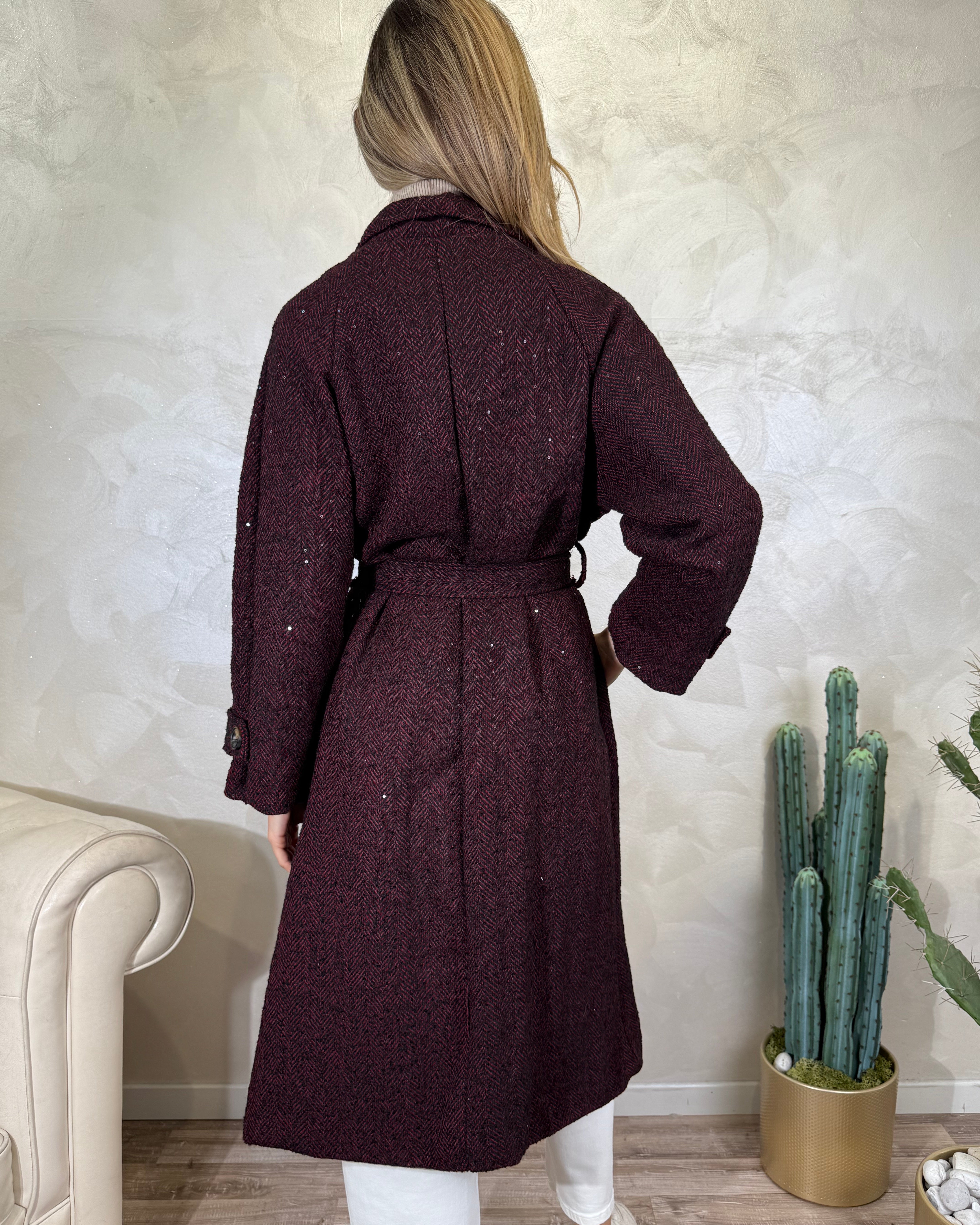 CAPPOTTO LUNGO SPIGATO COL. BORDEAUX