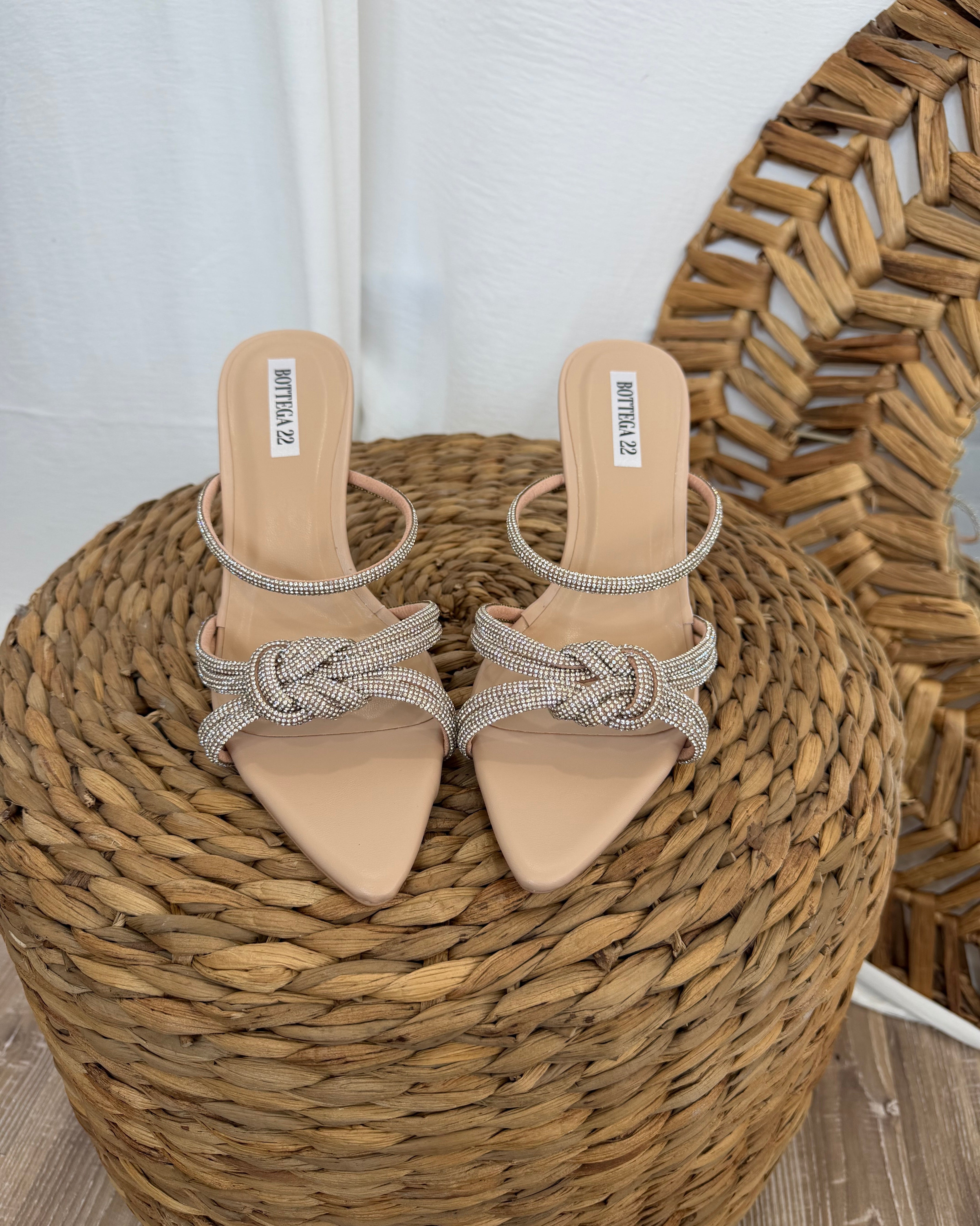 SCARPA SANDALI DONNA STRASS PUNTA AFFUSOLATA COL BEIGE