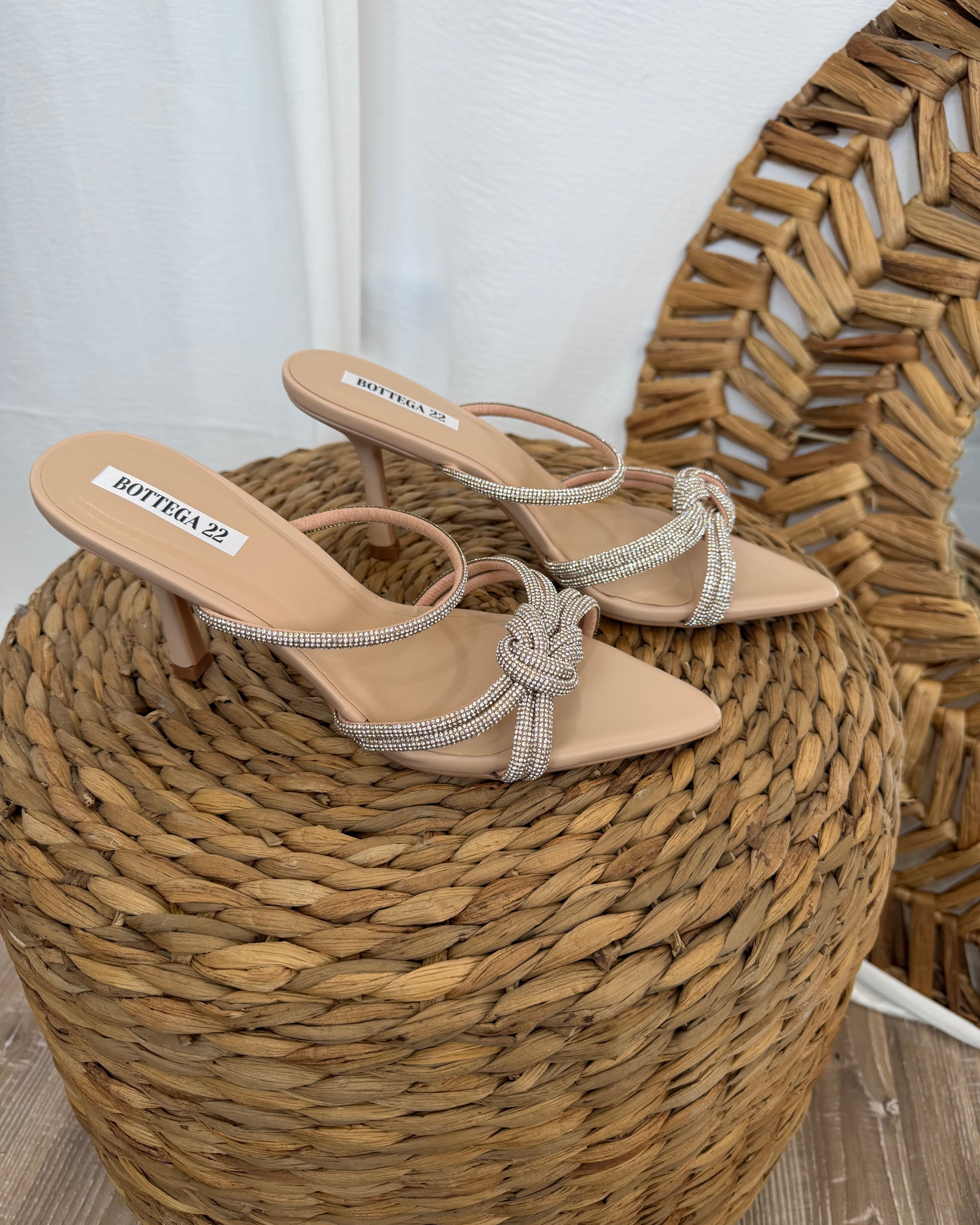 SCARPA SANDALI DONNA STRASS PUNTA AFFUSOLATA COL BEIGE