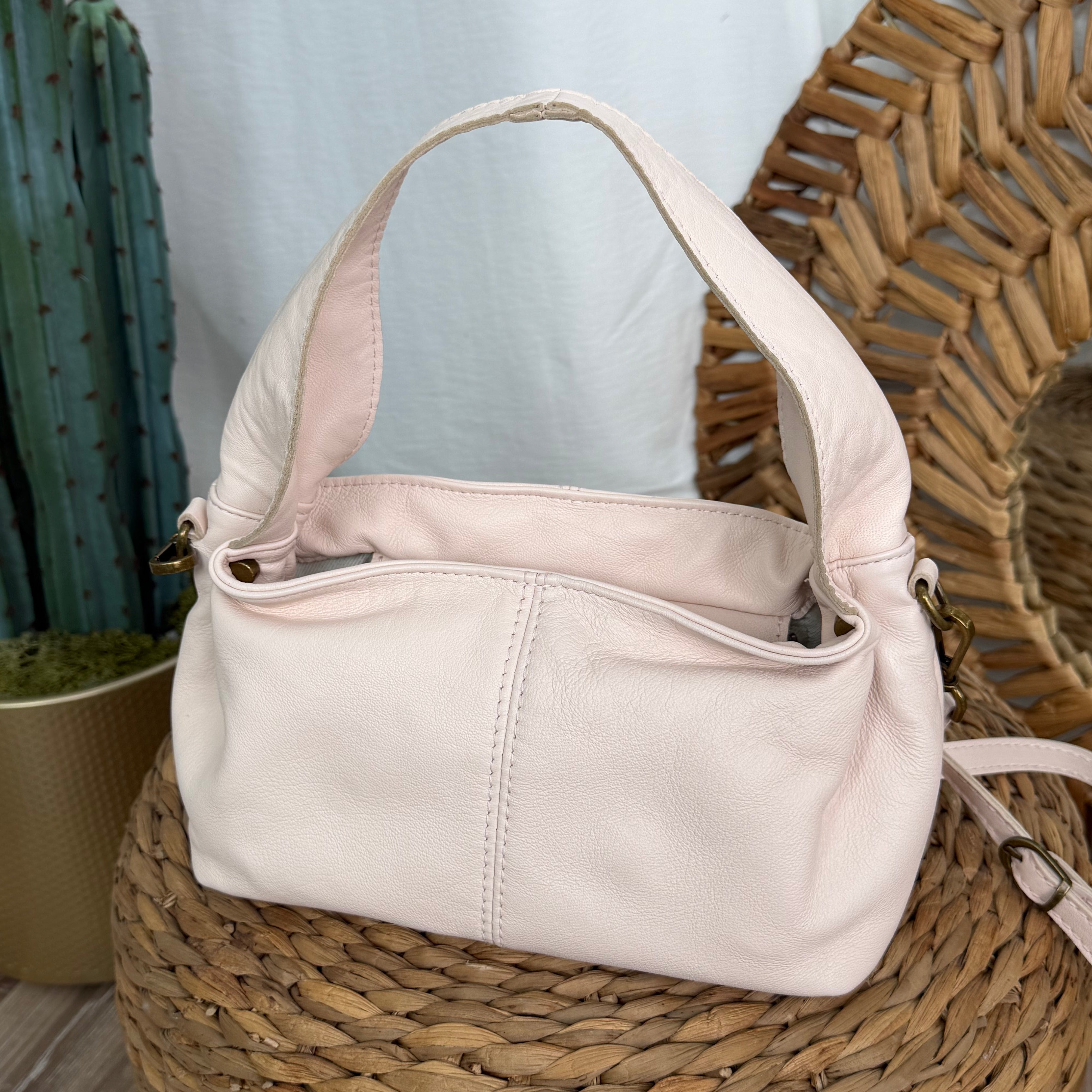 BORSA IN VERA PELLE COL. ROSA PASTELLO
