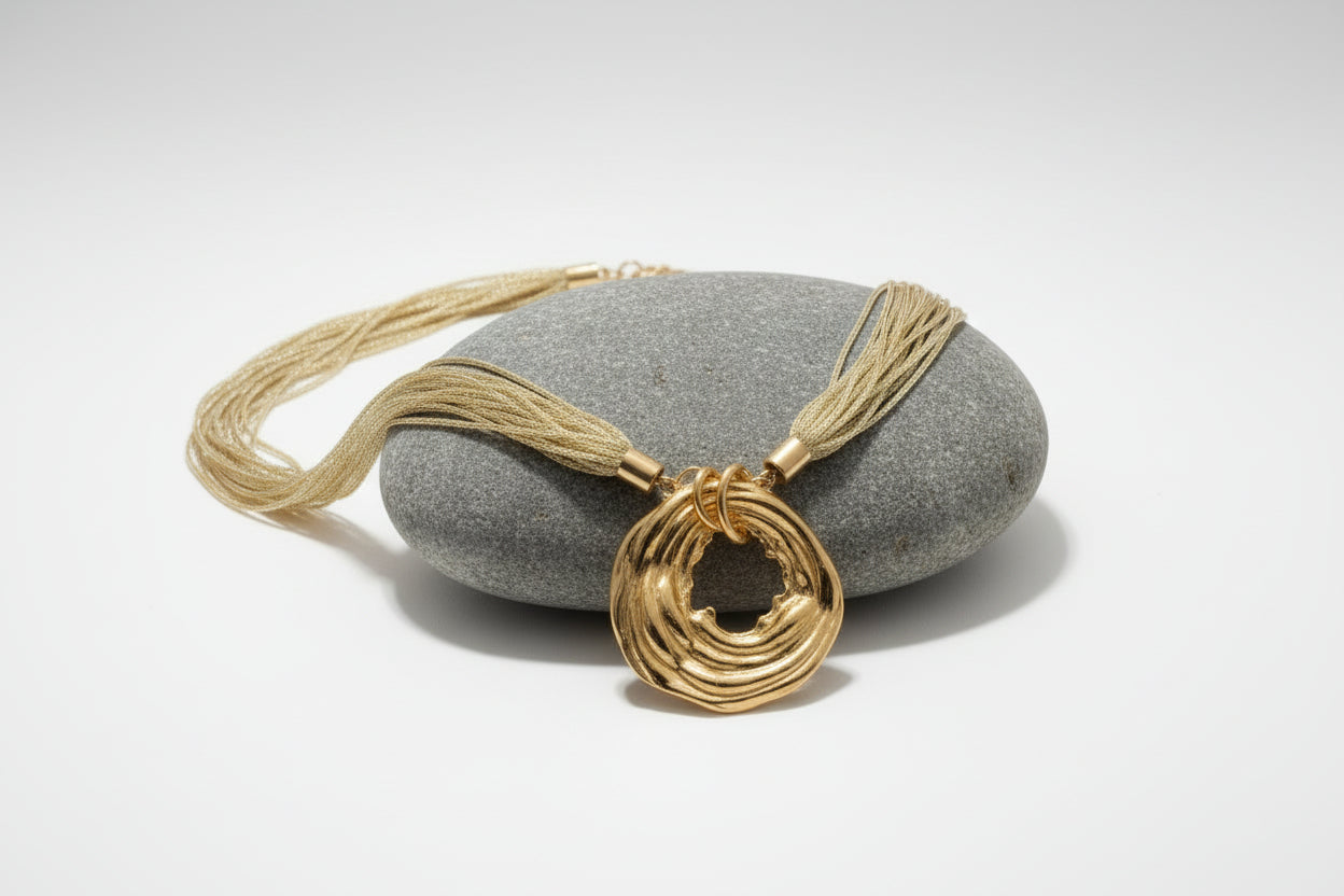 COLLANA PENDENTE CIRCOLARE MARTELLATO