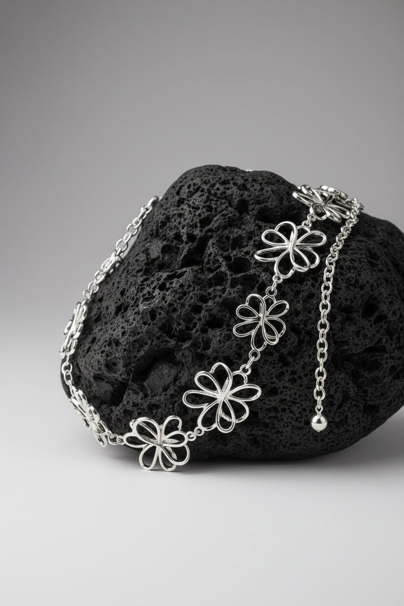 CINTURA GIOIELLO  A FIORI INTRECCIATI ARGENTO