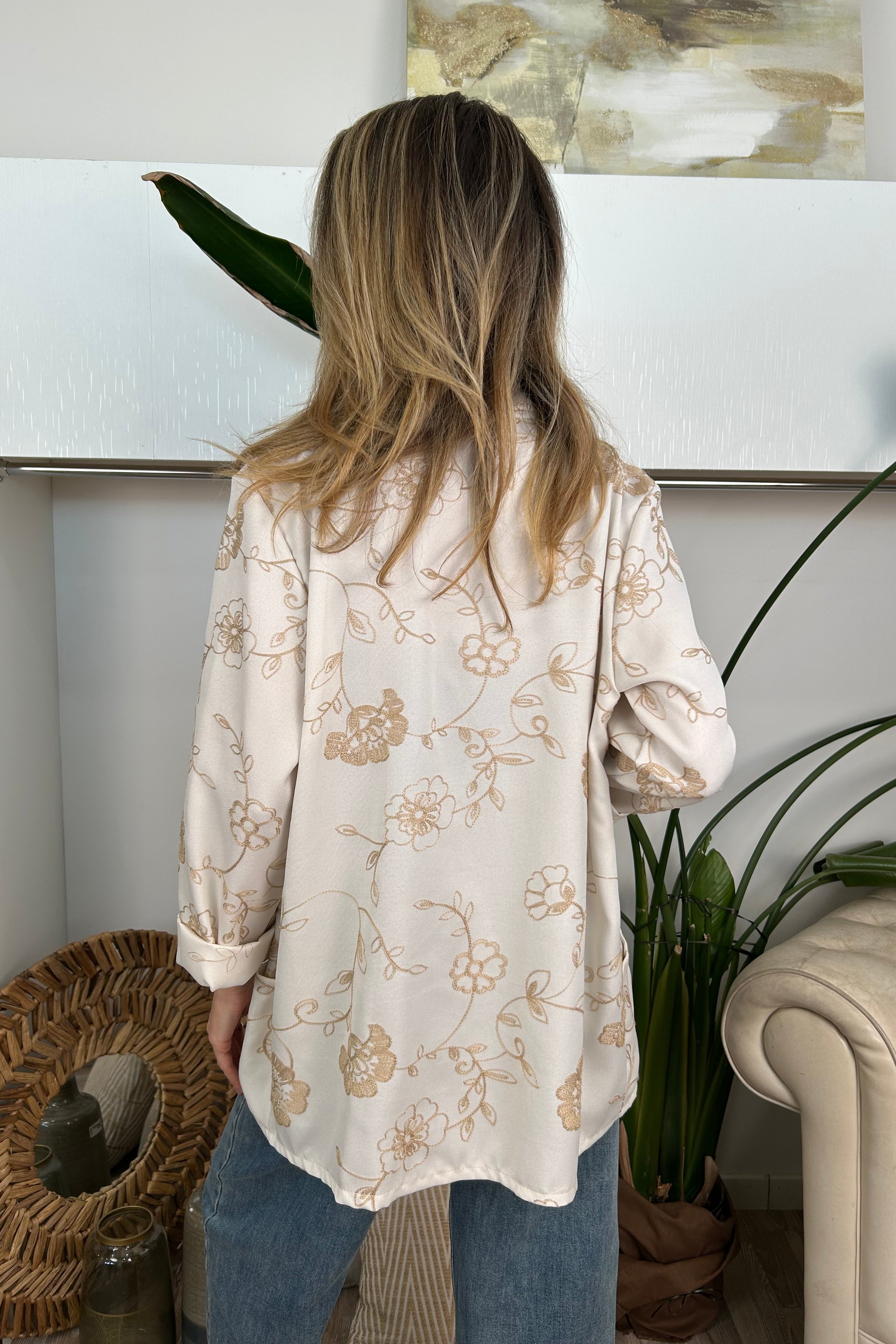 GIACCA KIMONO RICAMATO COL. NATURALE