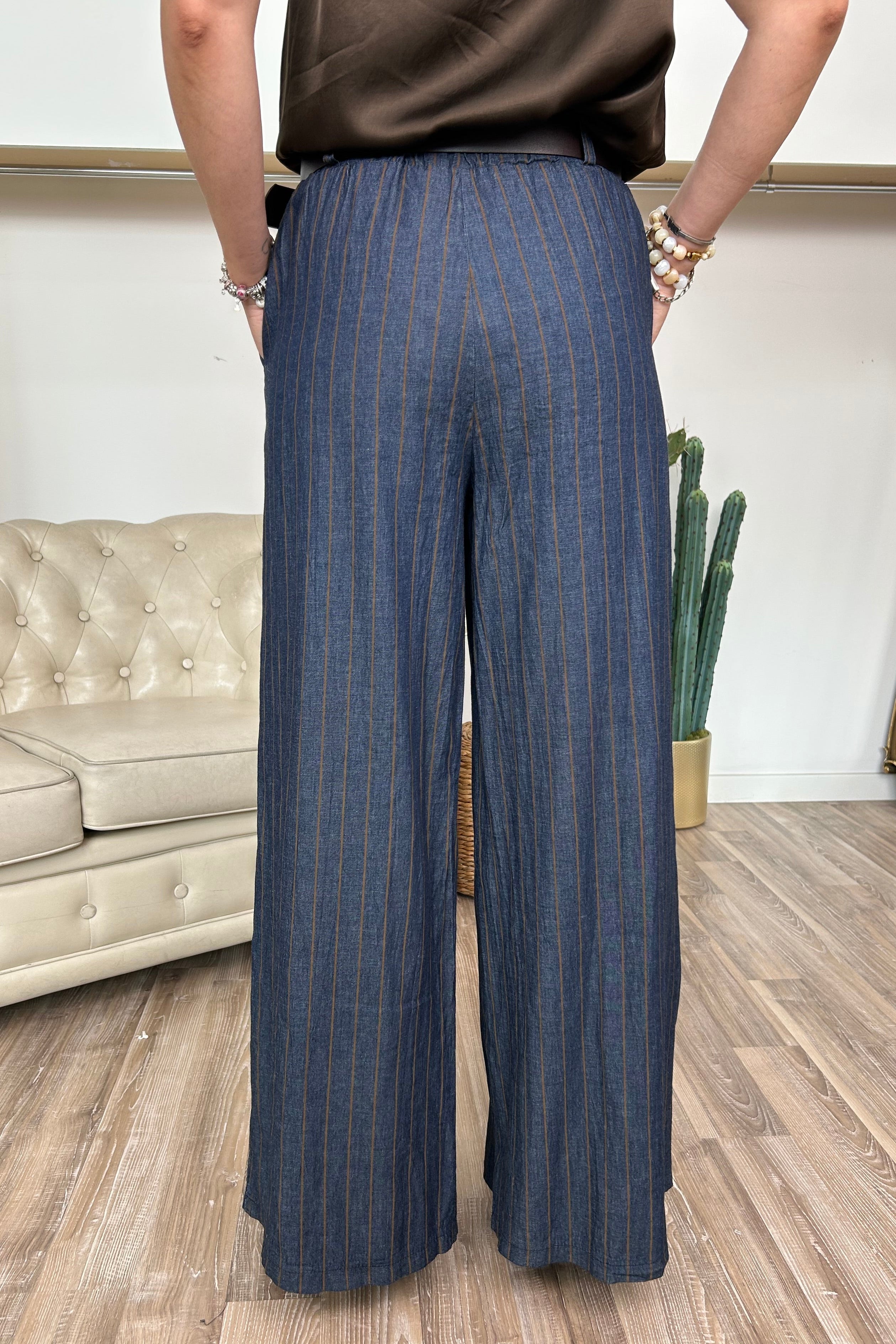 PANTALONE CHAMBRAY GESSATO RIGA PICCOLA MORO