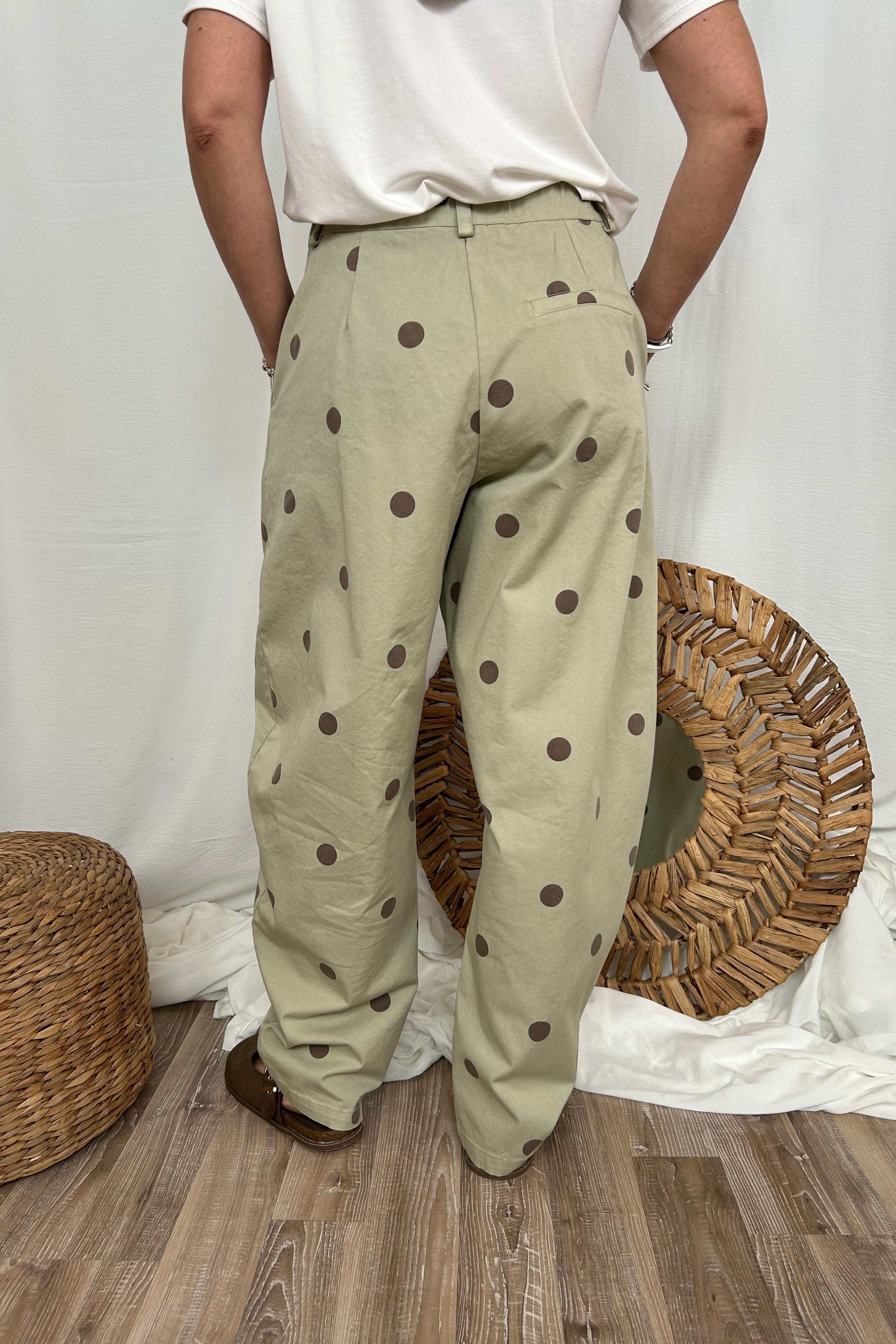 PANTALONE BALLOON CON STAMPA POIS COL. VERDE SALVIA