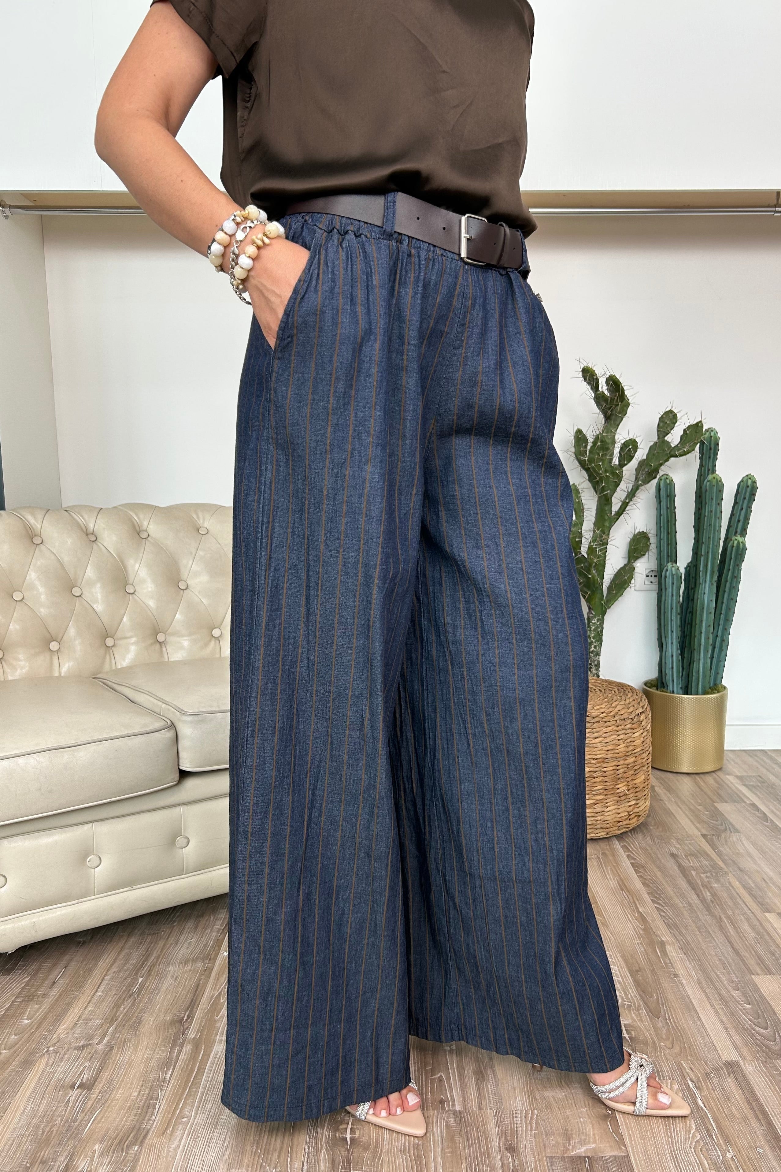 PANTALONE CHAMBRAY GESSATO RIGA PICCOLA MORO