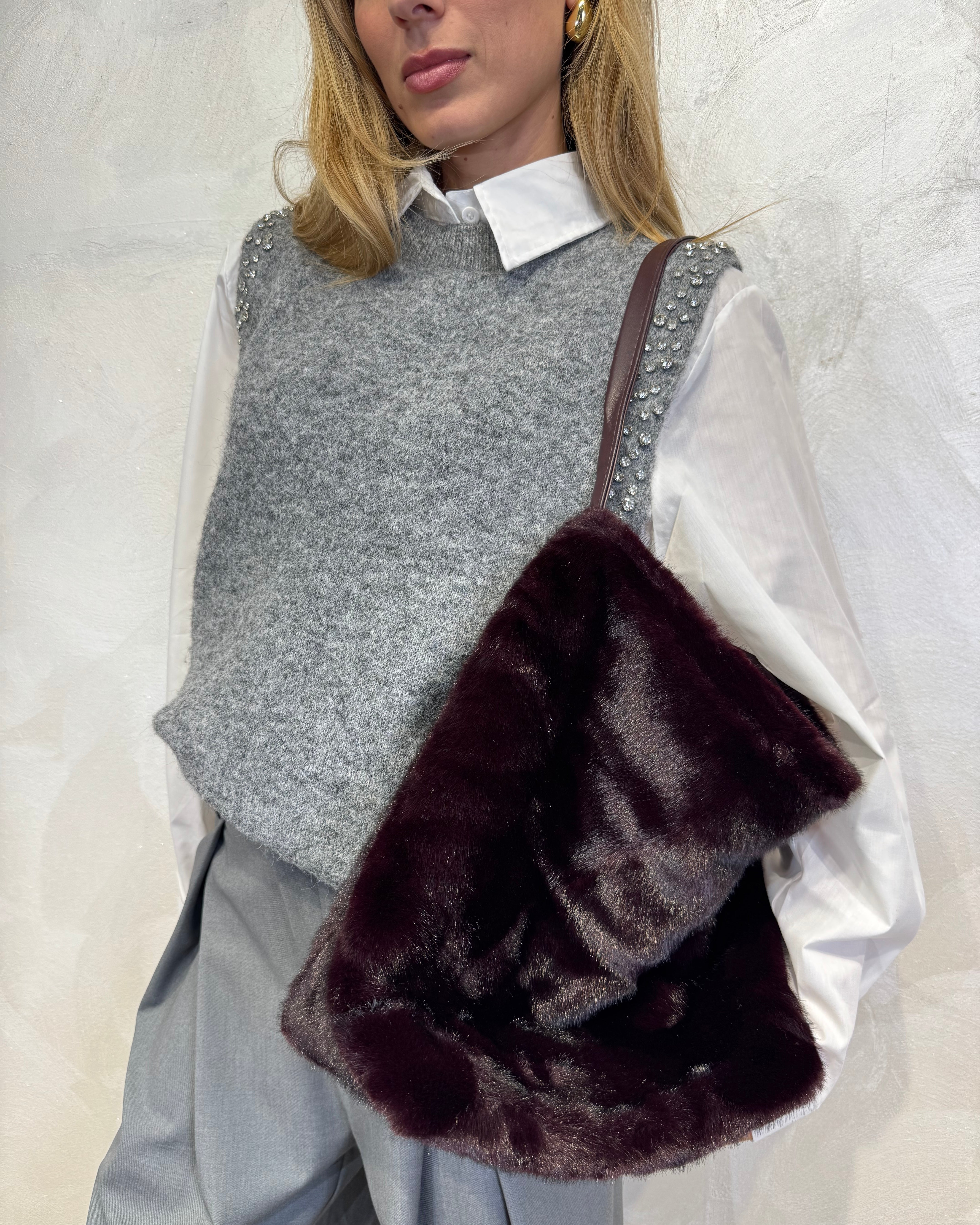 BORSA RETTANGOLARE IN ECOPELLICCIA COL.BORDEAUX