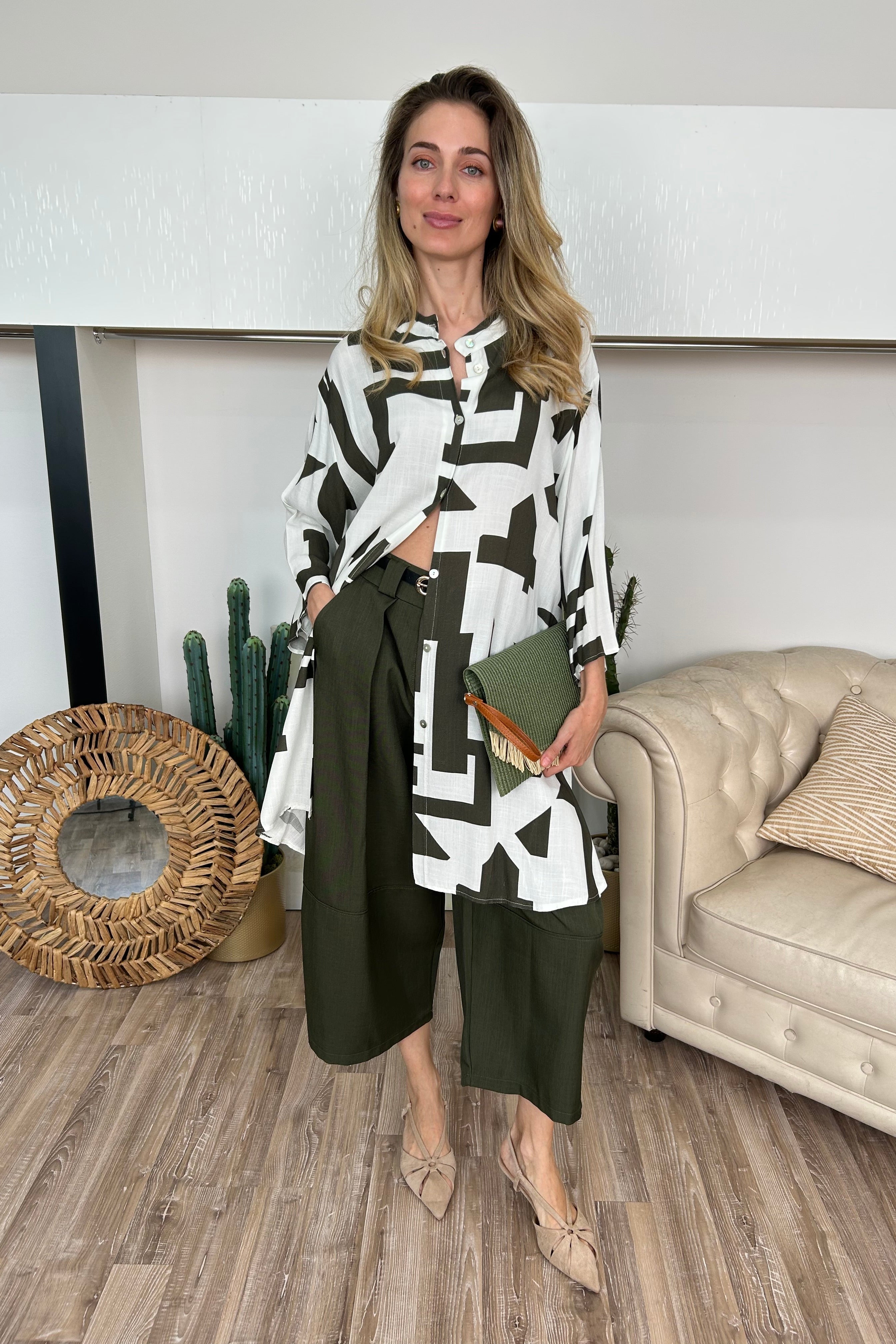CAMICIA LONG GRAPHIC GEOMETRICO COL. VERDE