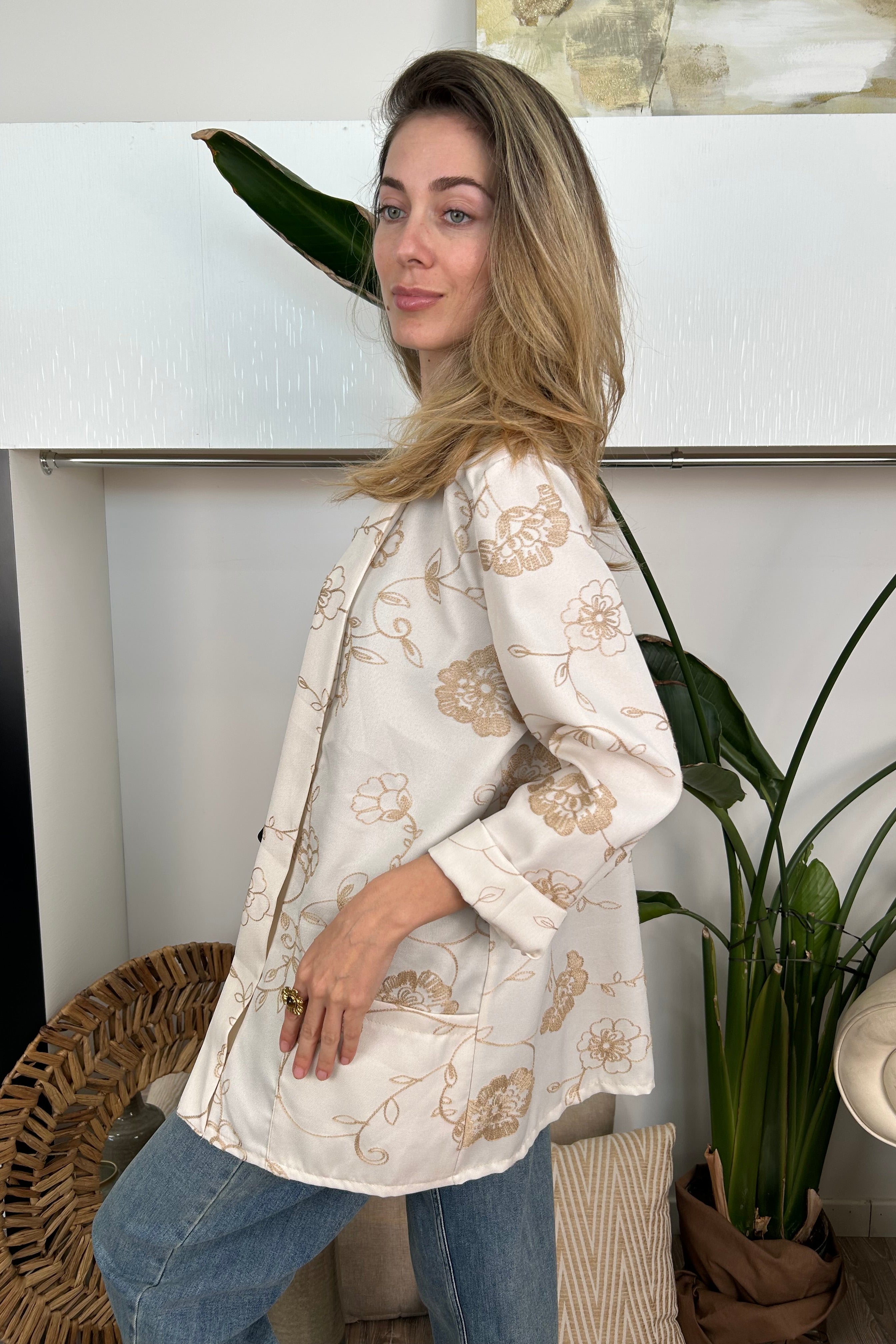 GIACCA KIMONO RICAMATO COL. NATURALE